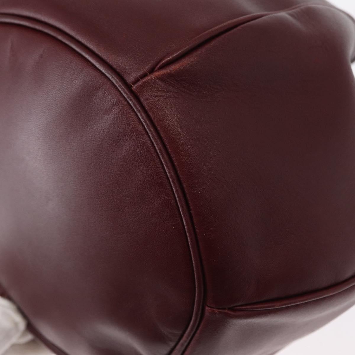 CARTIER Must Line Shoulder Bag Leather Bordeaux Gold Auth 155623