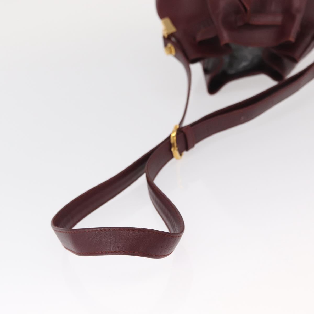 CARTIER Must Line Shoulder Bag Leather Bordeaux Gold Auth 155623