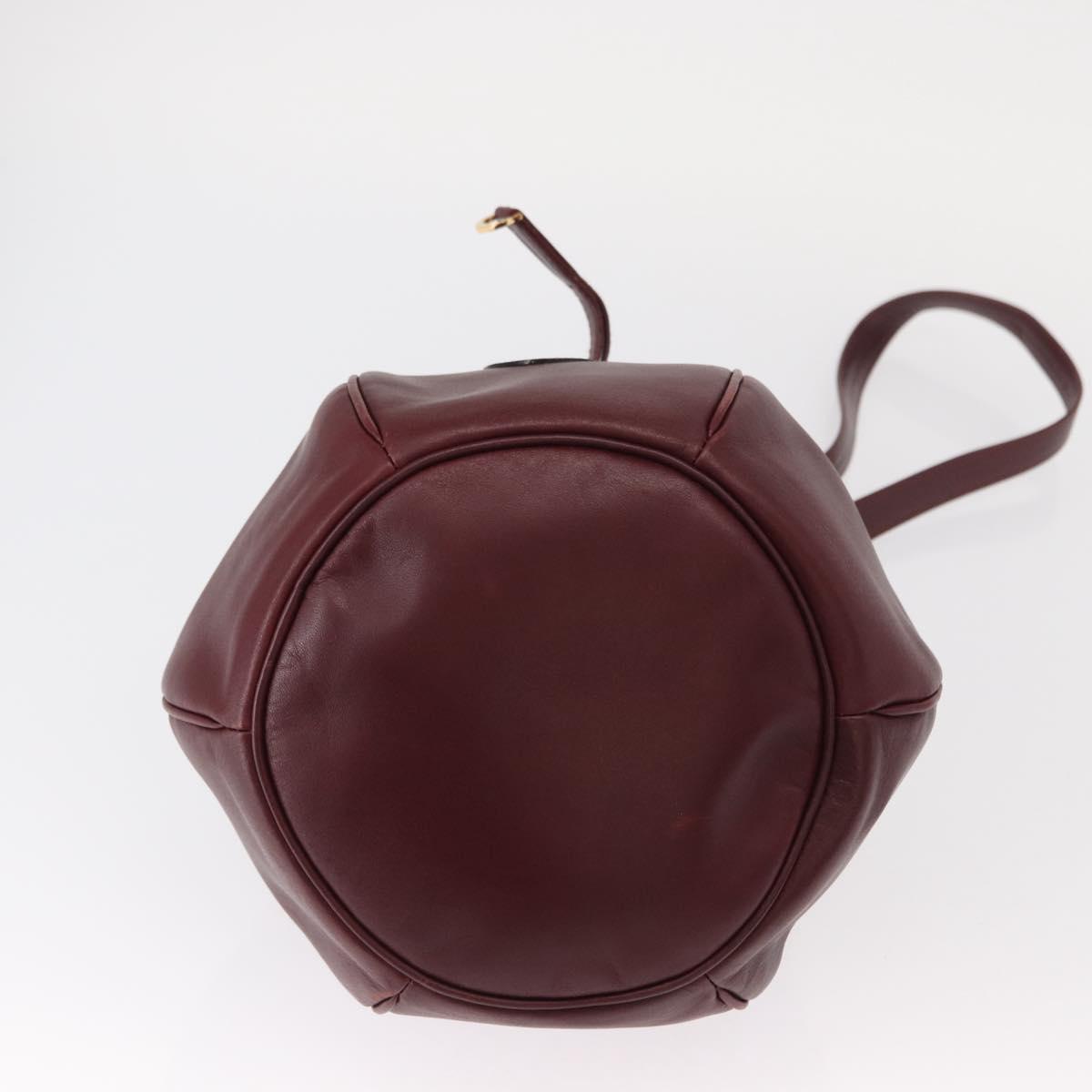 CARTIER Must Line Shoulder Bag Leather Bordeaux Gold Auth 155623