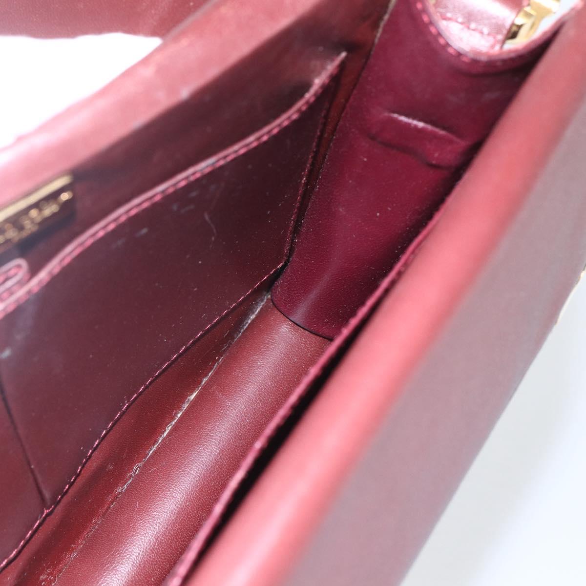 CARTIER Must Line Shoulder Bag Leather Bordeaux Gold Auth 155624