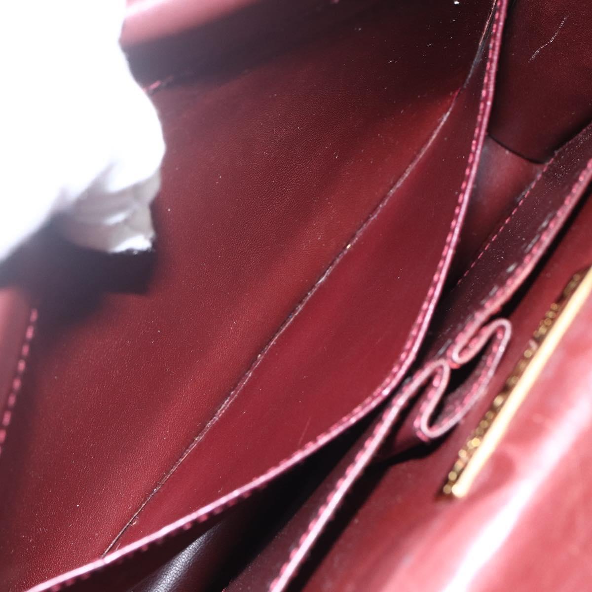 CARTIER Must Line Shoulder Bag Leather Bordeaux Gold Auth 155624