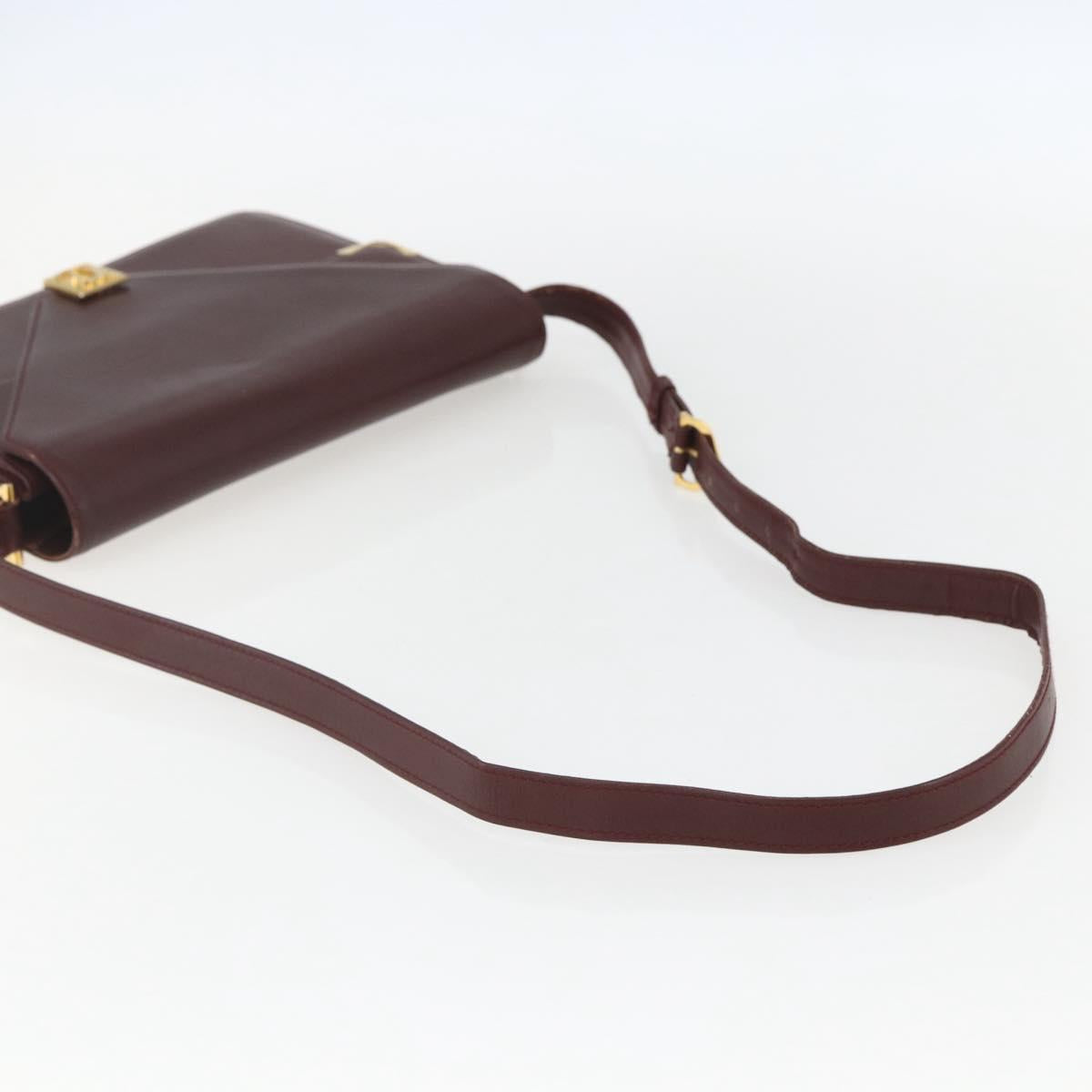 CARTIER Must Line Shoulder Bag Leather Bordeaux Gold Auth 155624