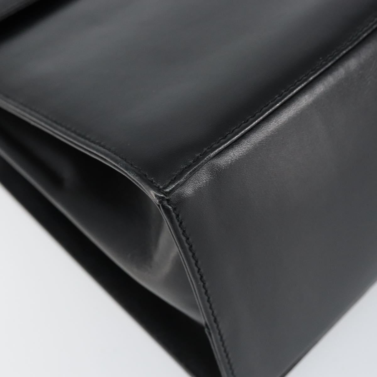 Salvatore Ferragamo Gancini Hand Bag Leather Black Gold Auth 155625