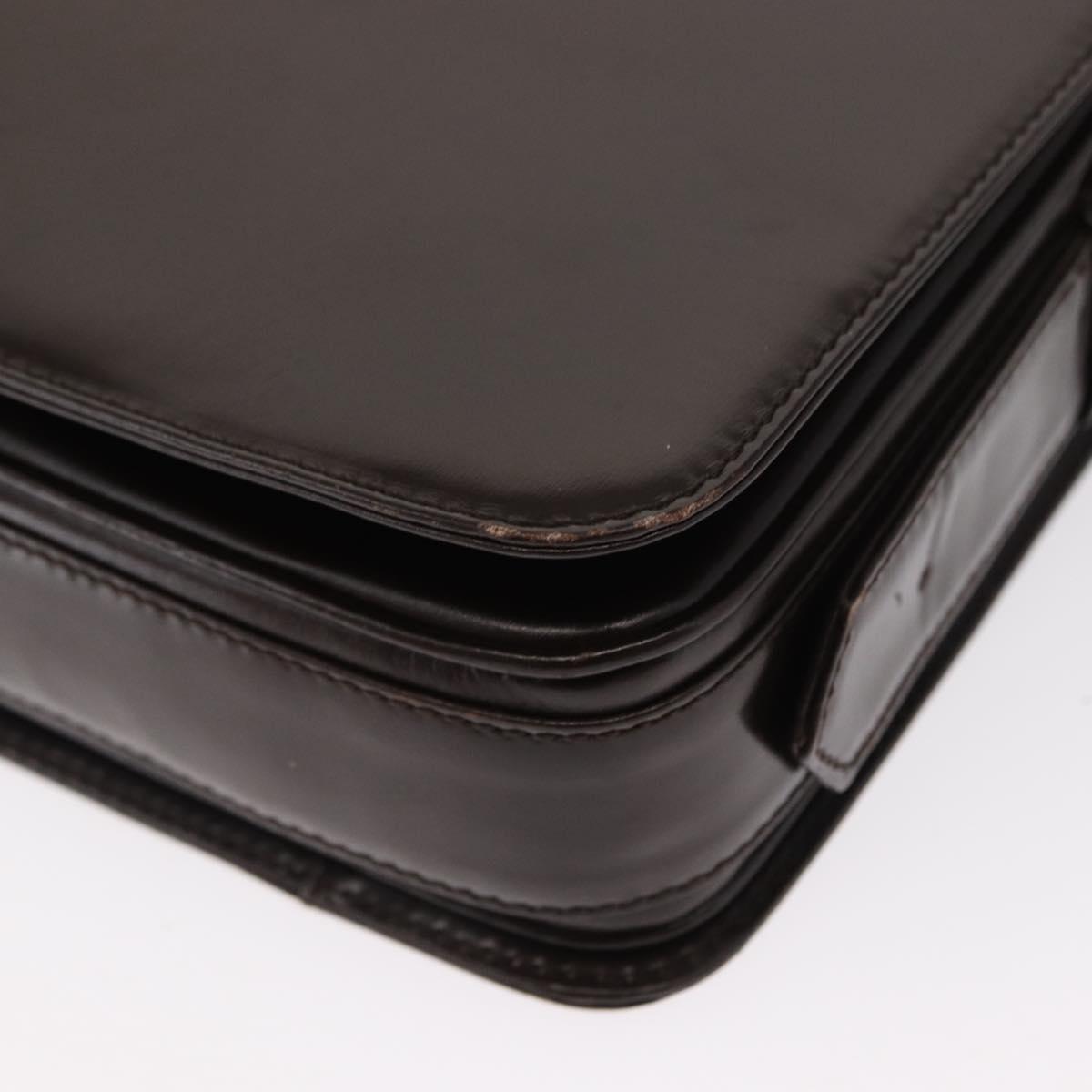 LOEWE Anagram Shoulder Bag Leather Brown Gold Auth 155627