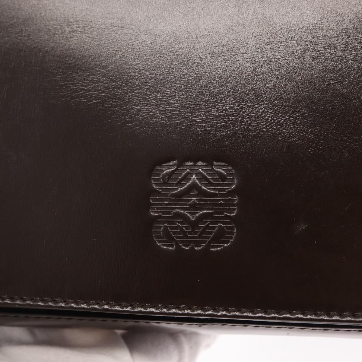 LOEWE Anagram Shoulder Bag Leather Brown Gold Auth 155627