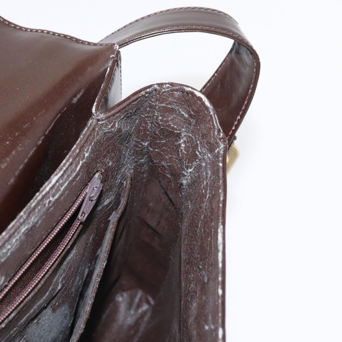 LOEWE Anagram Shoulder Bag Leather Brown Gold Auth 155627