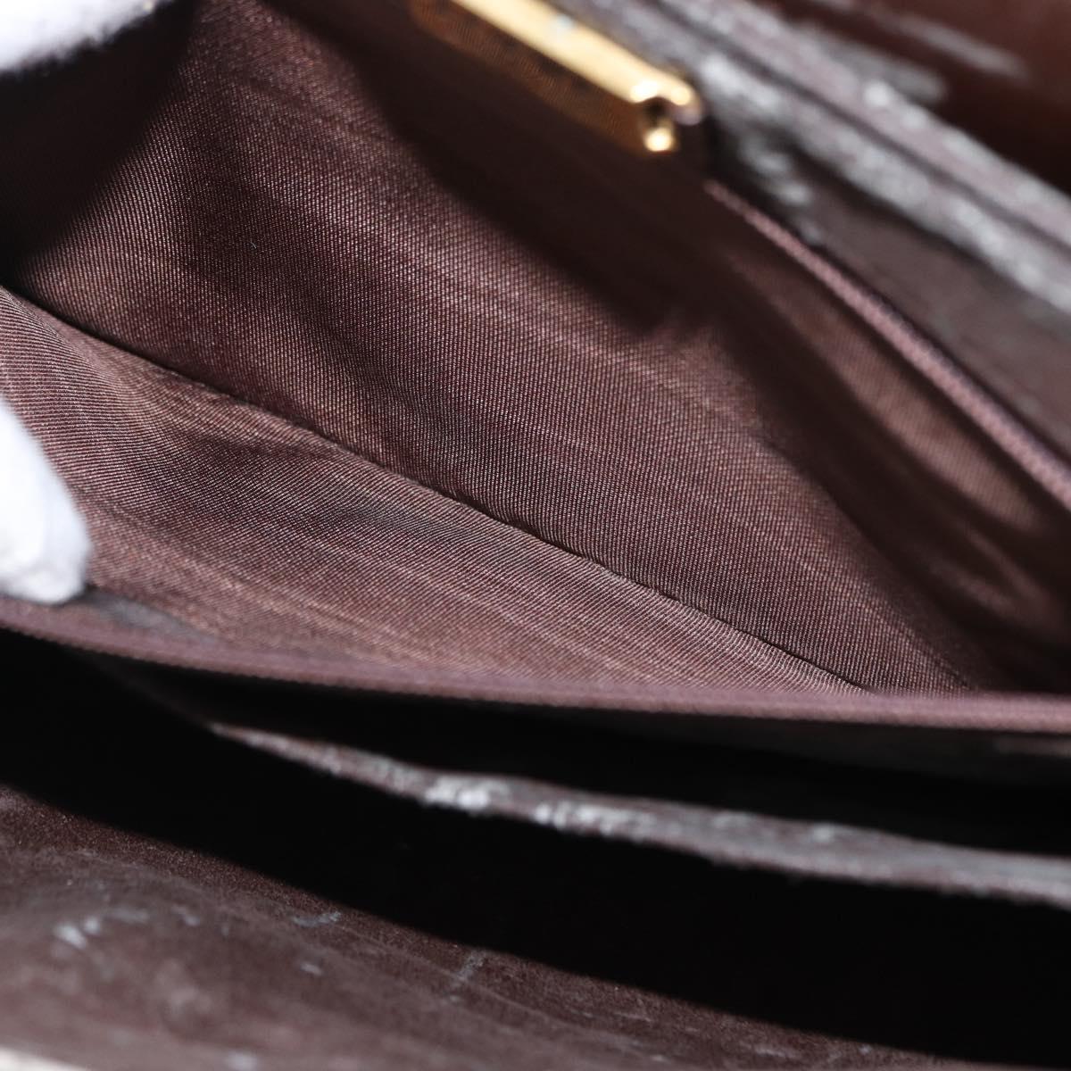 LOEWE Anagram Shoulder Bag Leather Brown Gold Auth 155627