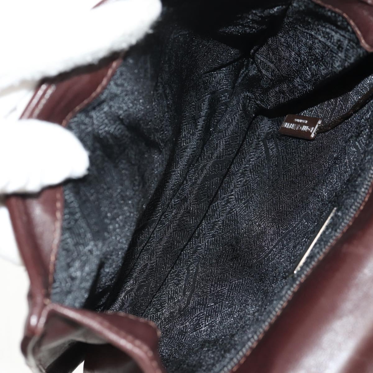 BOTTEGA VENETA INTRECCIATO Chain Shoulder Bag Leather Brown Auth 155628V