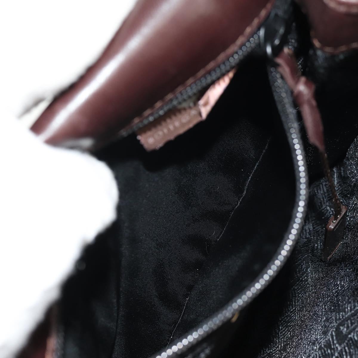 BOTTEGA VENETA INTRECCIATO Chain Shoulder Bag Leather Brown Auth 155628V