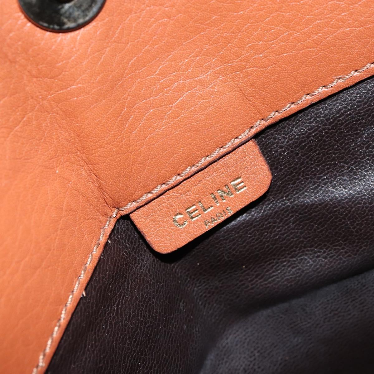 CELINE Clutch Bag Leather Gold Brown Auth 155629