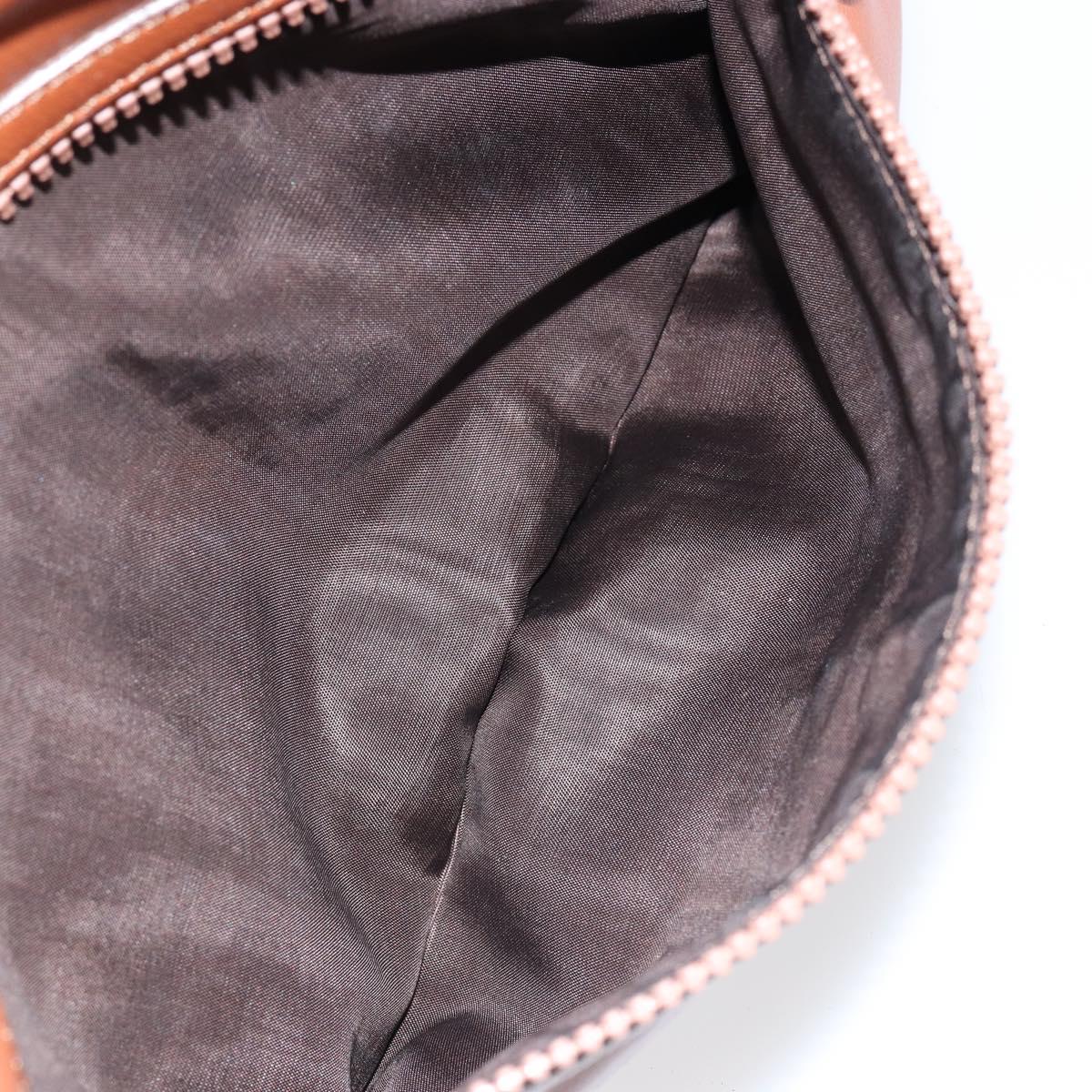 CELINE Clutch Bag Leather Gold Brown Auth 155629