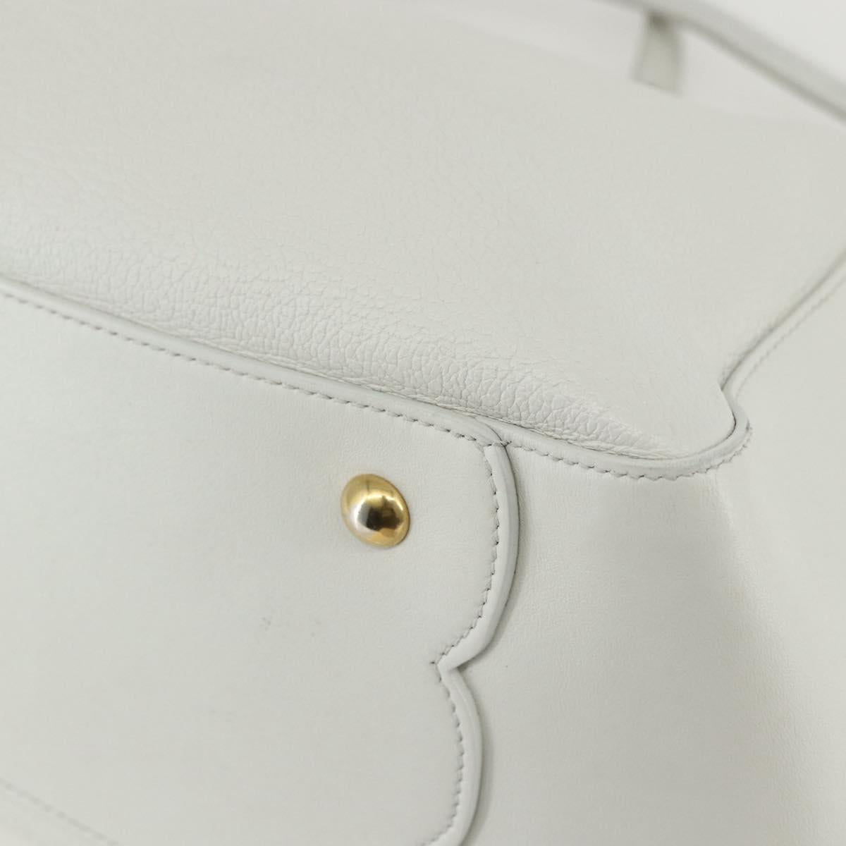 Salvatore Ferragamo Tote Bag Leather White Gold Auth 155630