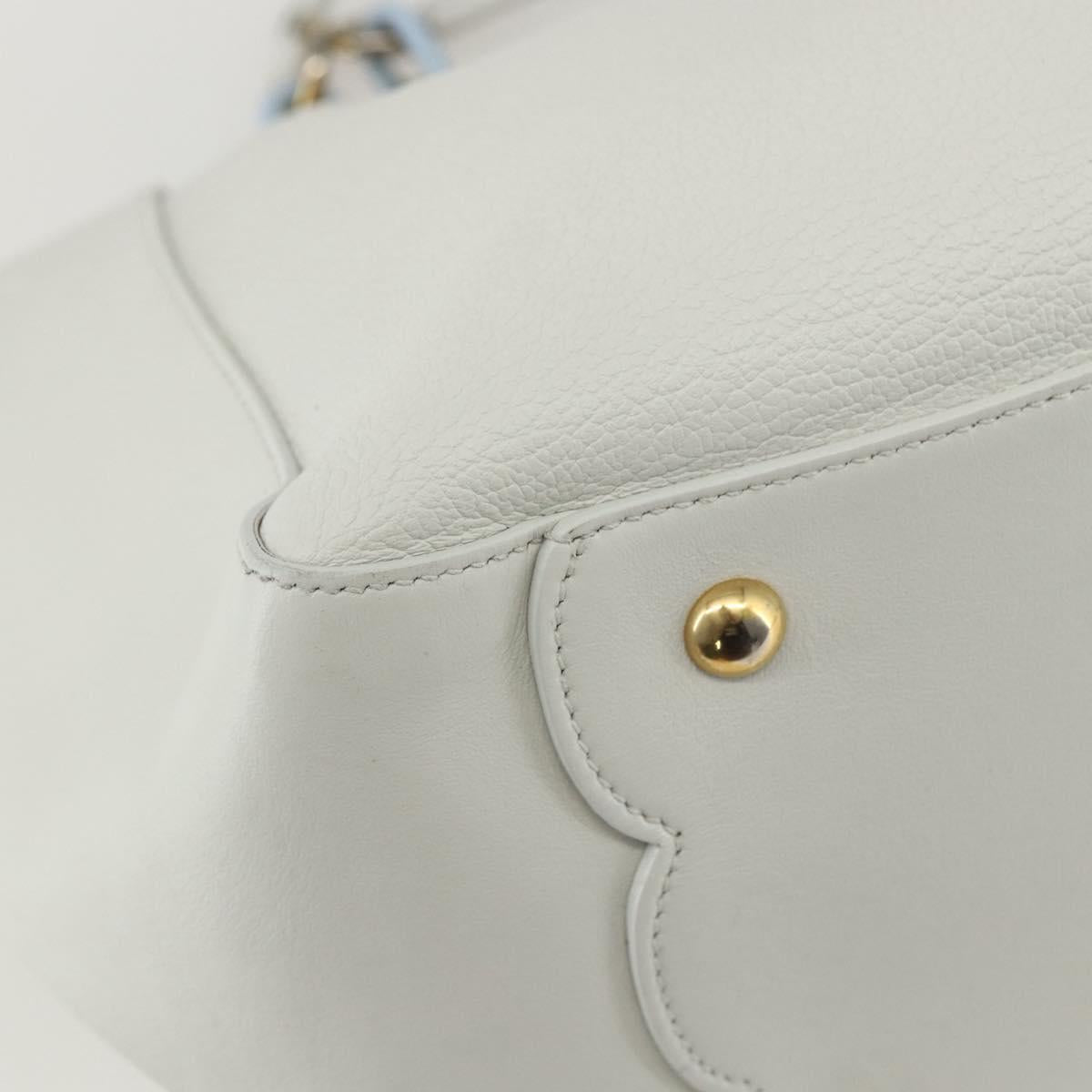 Salvatore Ferragamo Tote Bag Leather White Gold Auth 155630