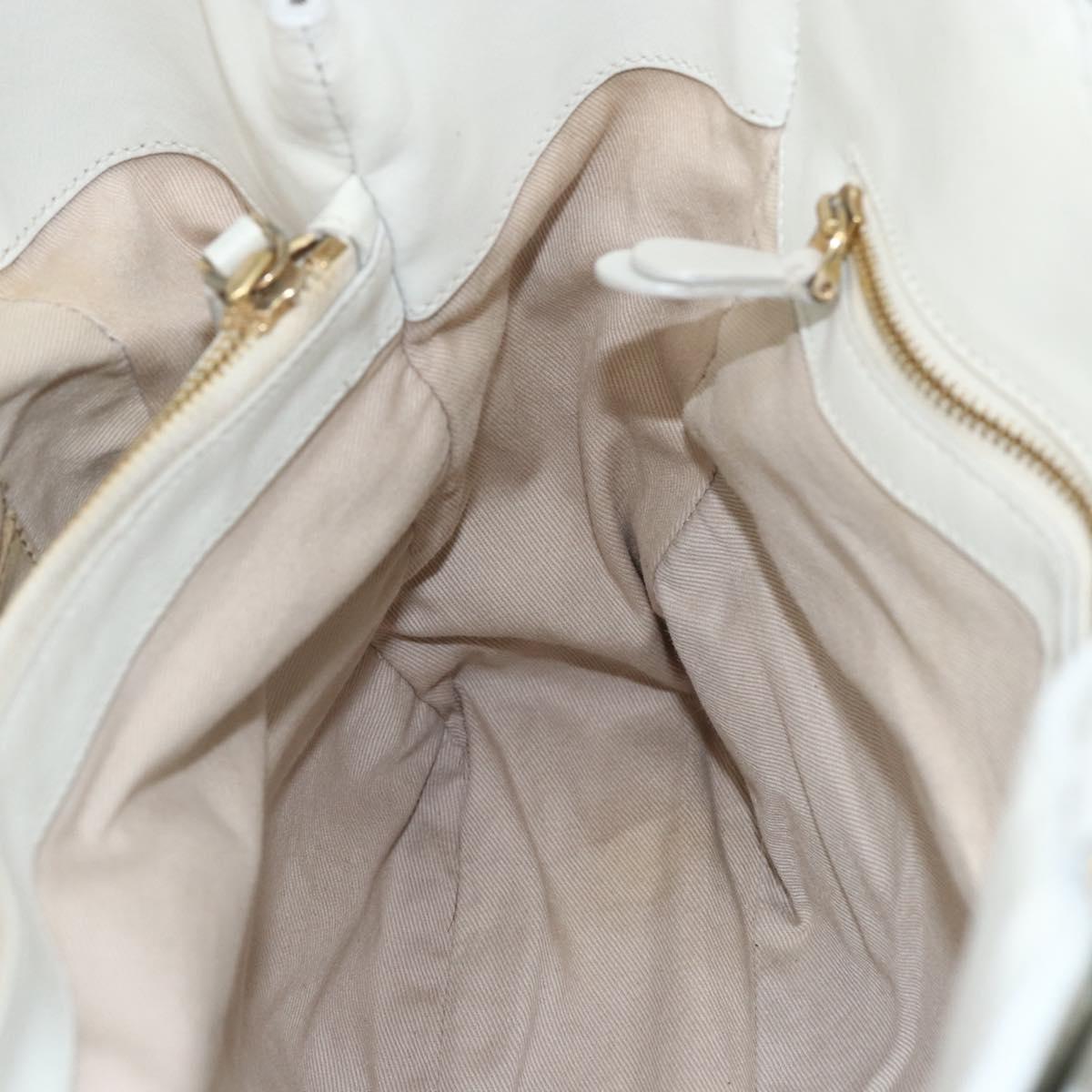 Salvatore Ferragamo Tote Bag Leather White Gold Auth 155630