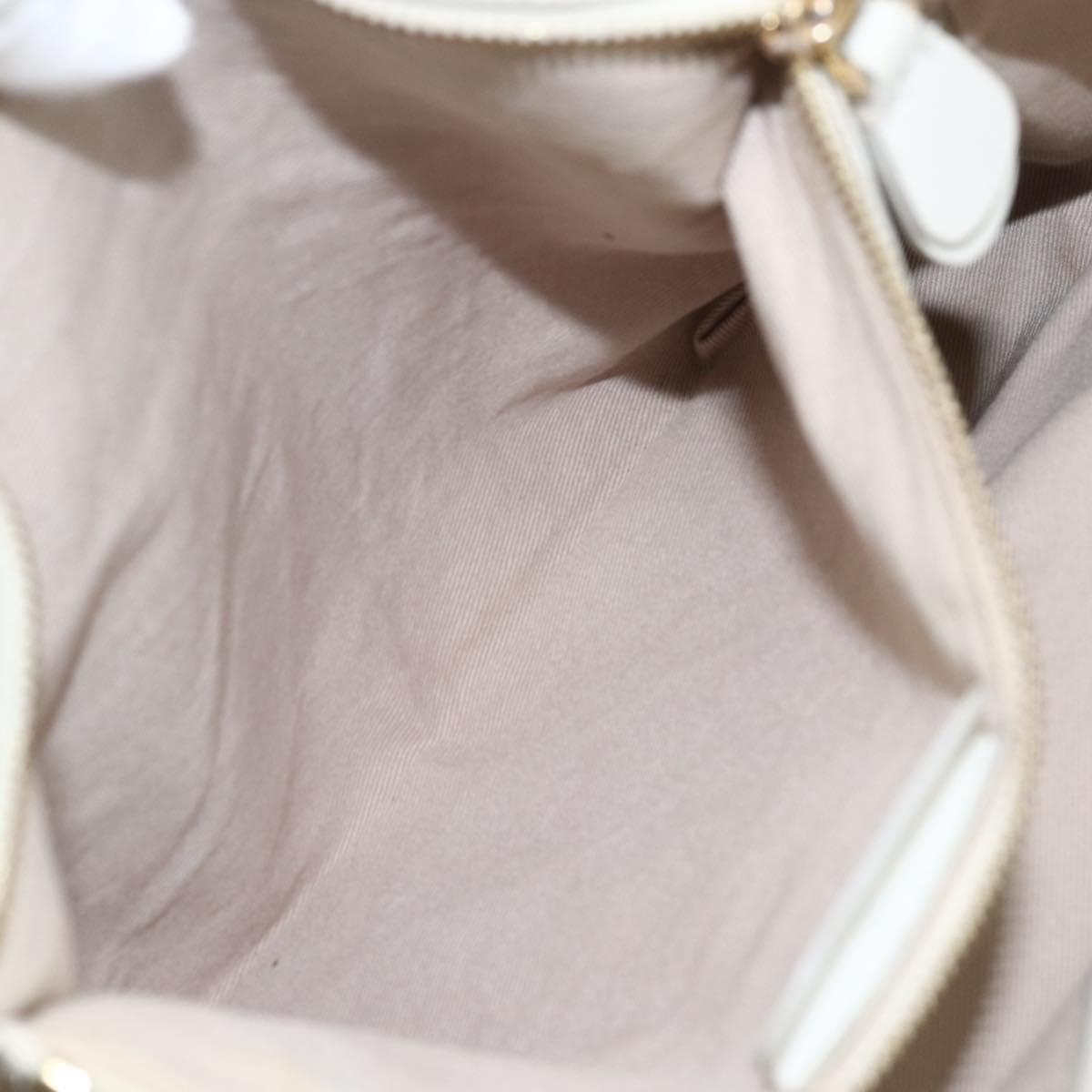 Salvatore Ferragamo Tote Bag Leather White Gold Auth 155630