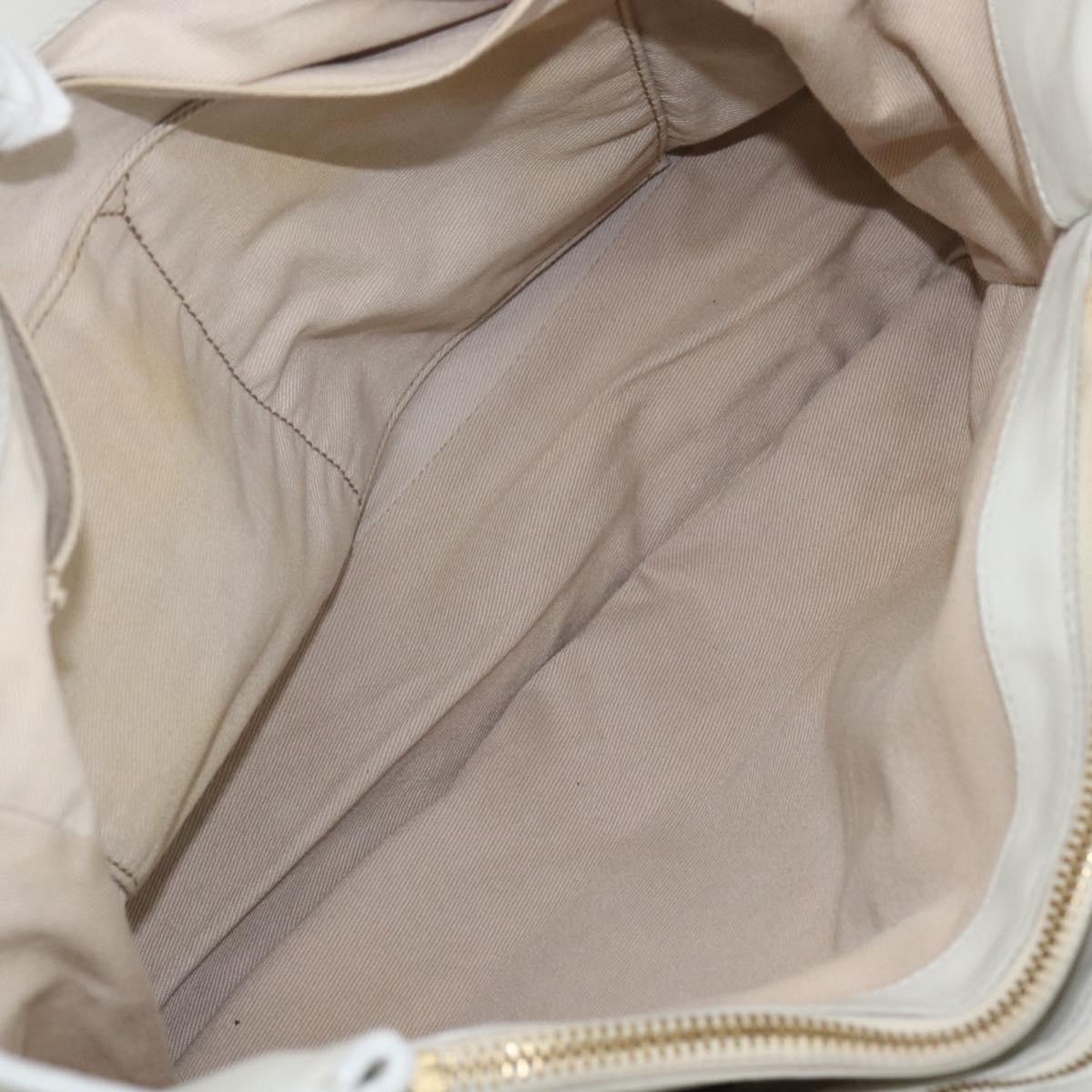 Salvatore Ferragamo Tote Bag Leather White Gold Auth 155630