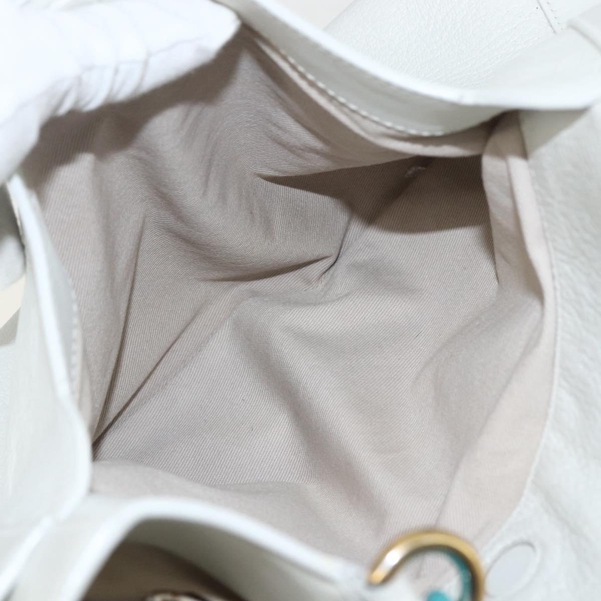 Salvatore Ferragamo Tote Bag Leather White Gold Auth 155630