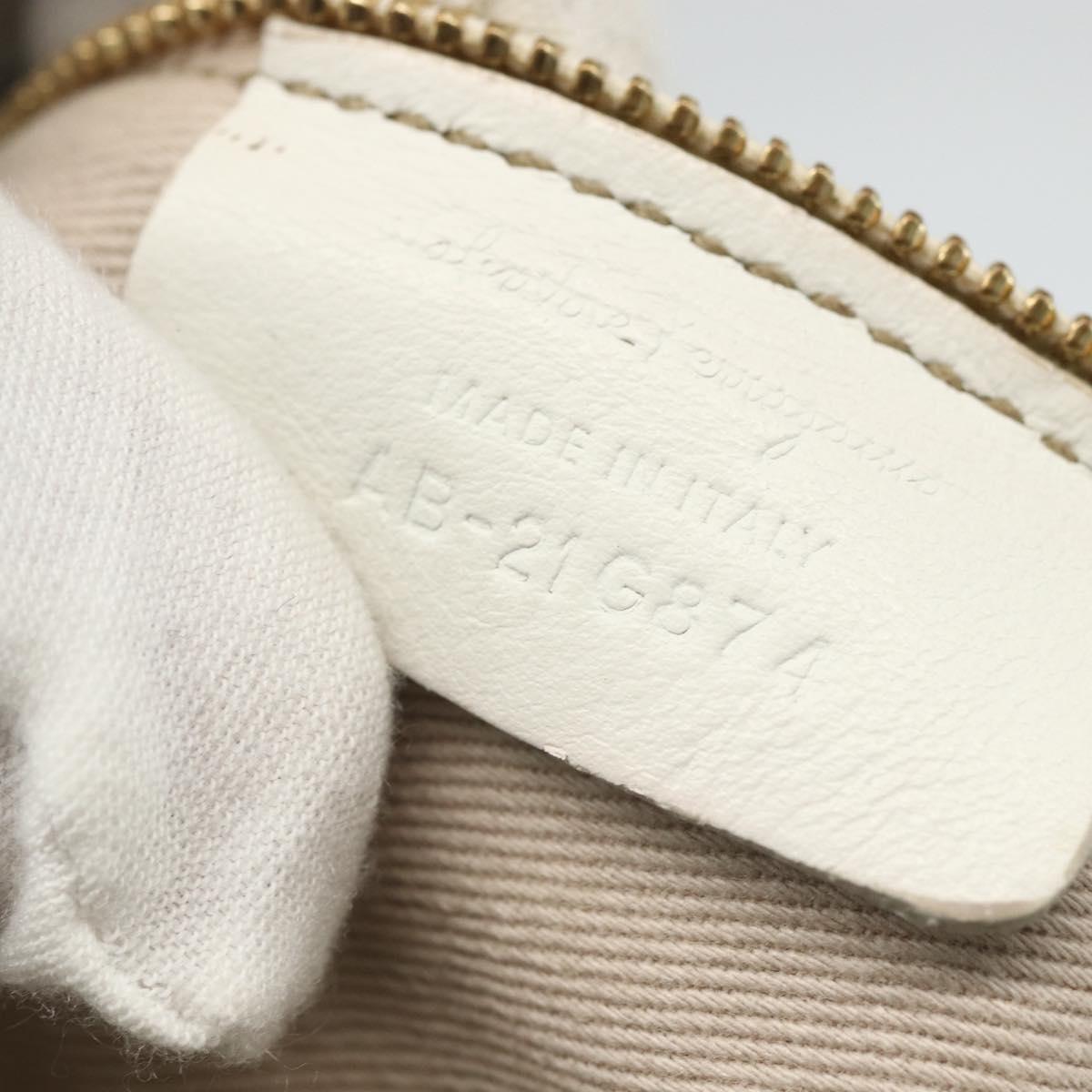 Salvatore Ferragamo Tote Bag Leather White Gold Auth 155630