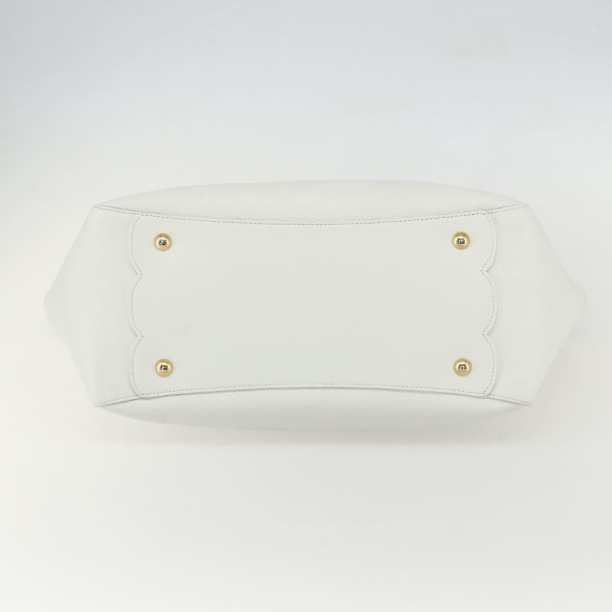 Salvatore Ferragamo Tote Bag Leather White Gold Auth 155630