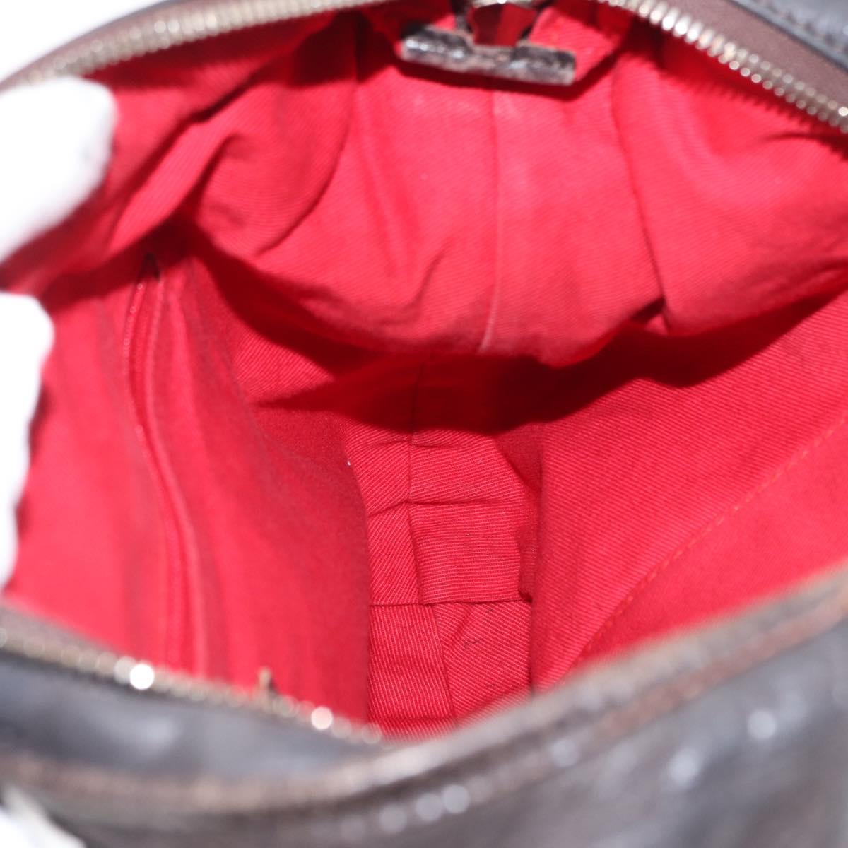 LOEWE Shoulder Bag Leather Brown Silver Auth 155631