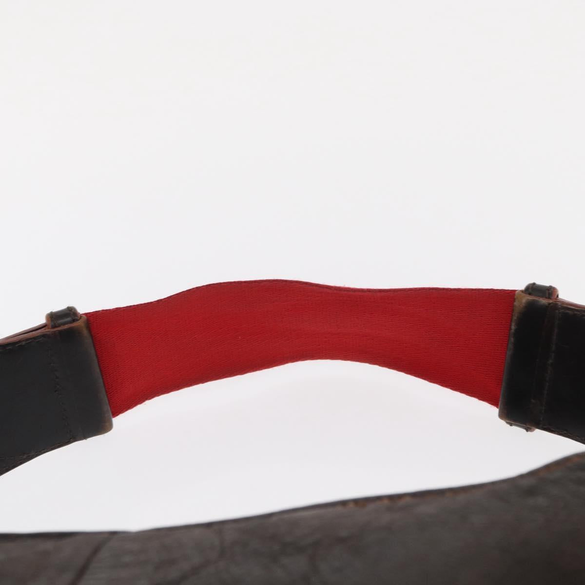 LOEWE Shoulder Bag Leather Brown Silver Auth 155631