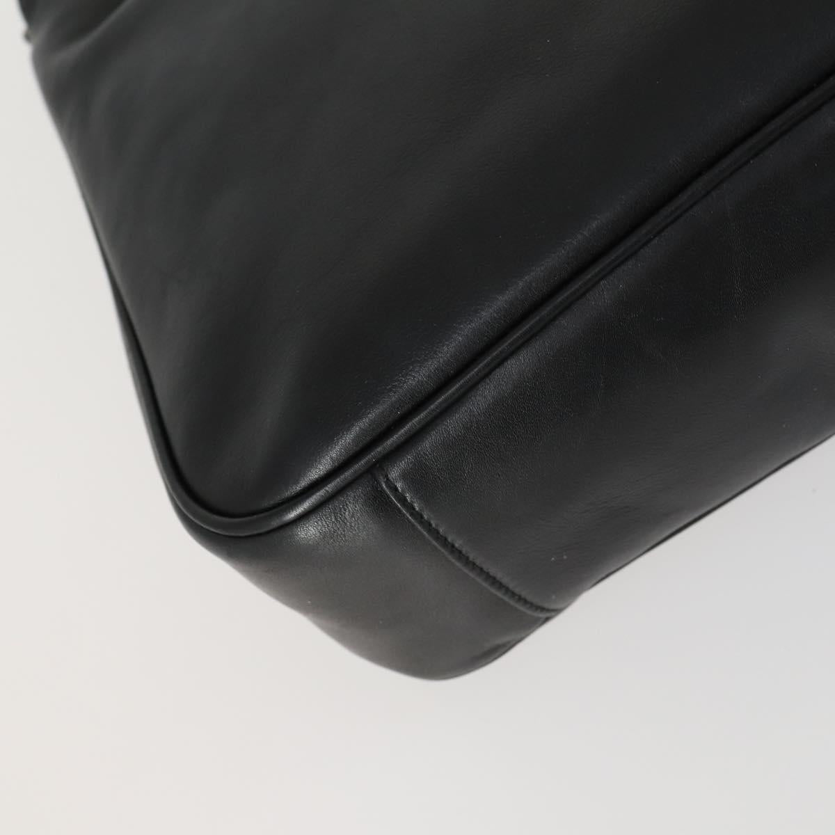 GUCCI Bamboo Shoulder Bag Leather 2way Black Gold 001 1638 2123 Auth 155635