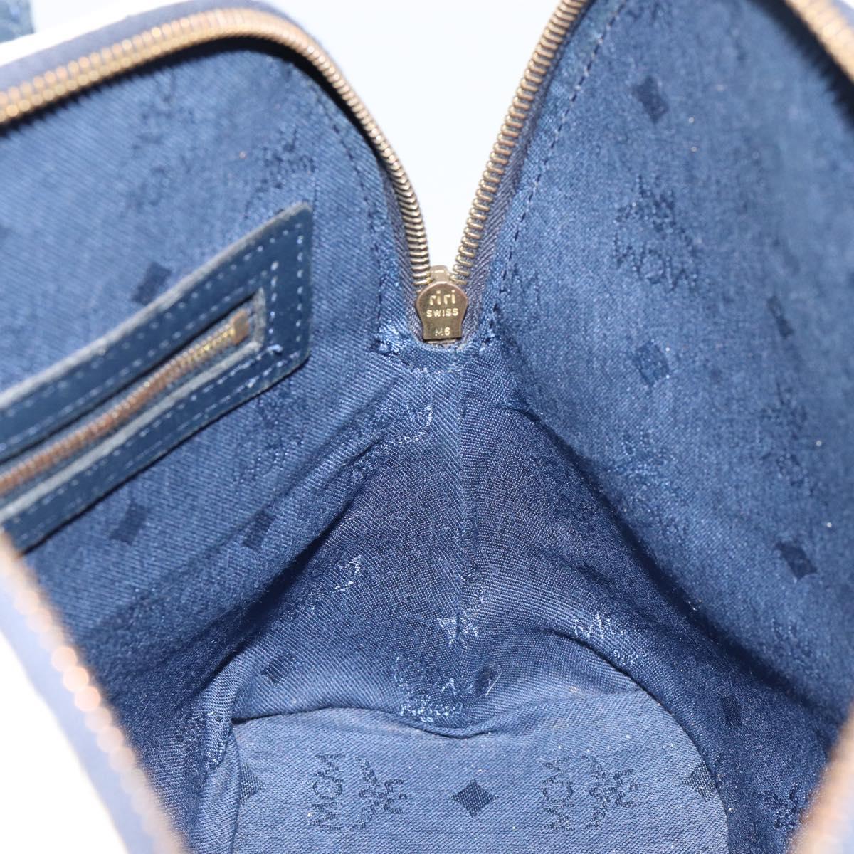 MCM Logogram Vicetos Hand Bag PVC Leather White Gold Auth 155639