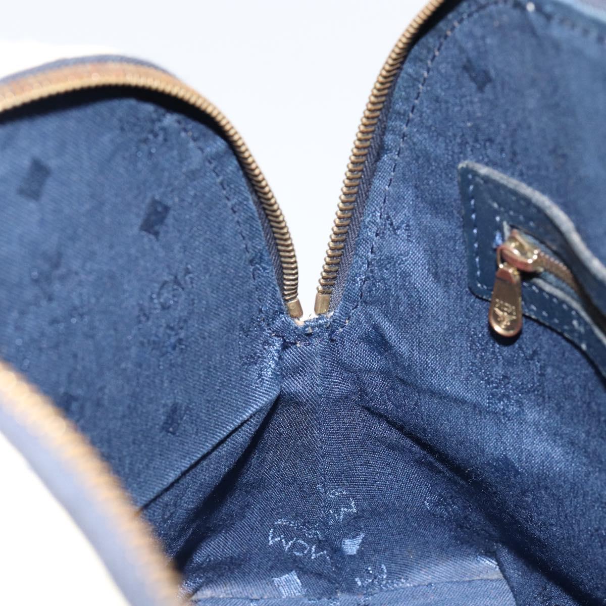 MCM Logogram Vicetos Hand Bag PVC Leather White Gold Auth 155639