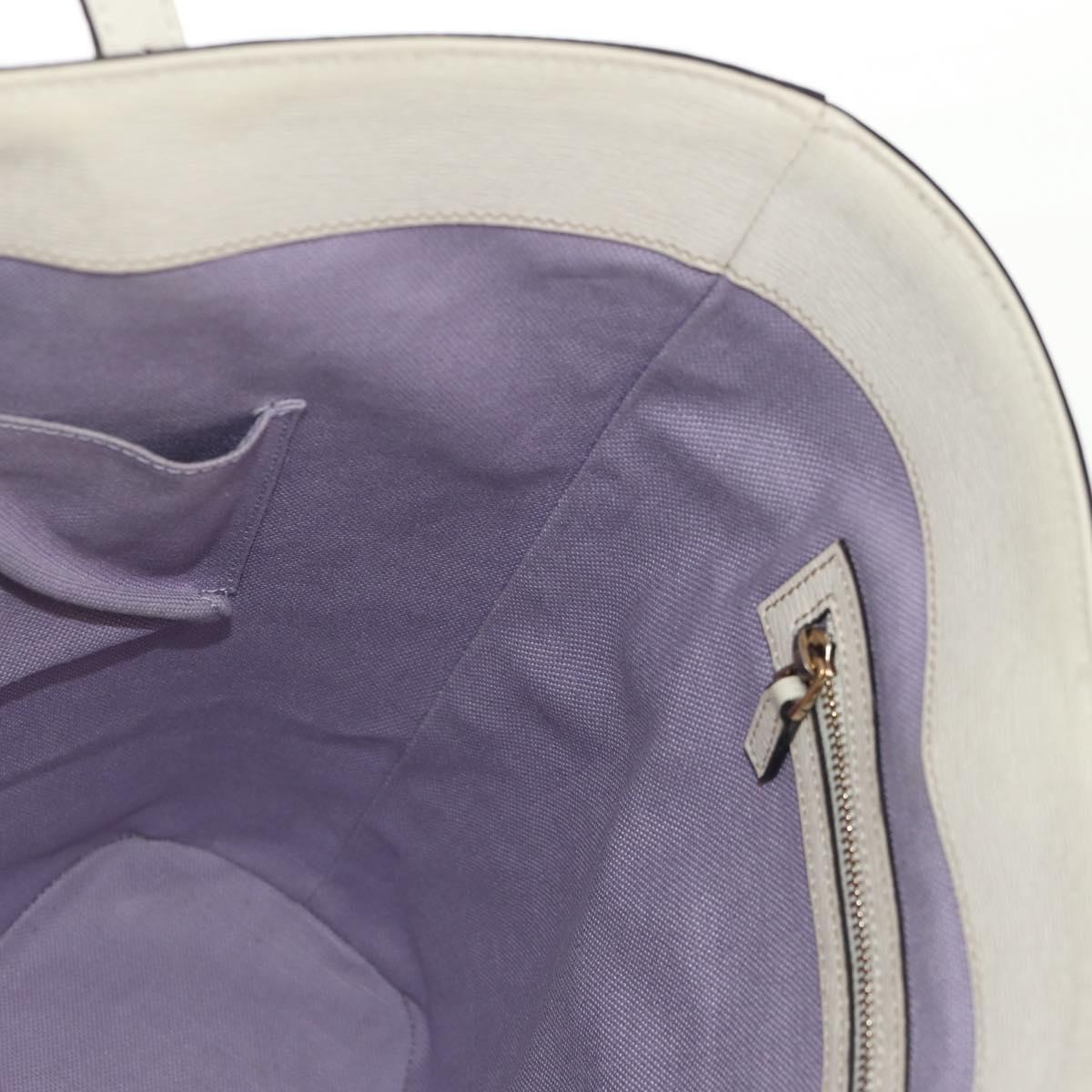 GUCCI Flora Tote Bag Leather White Gold 336777 Auth 155641V