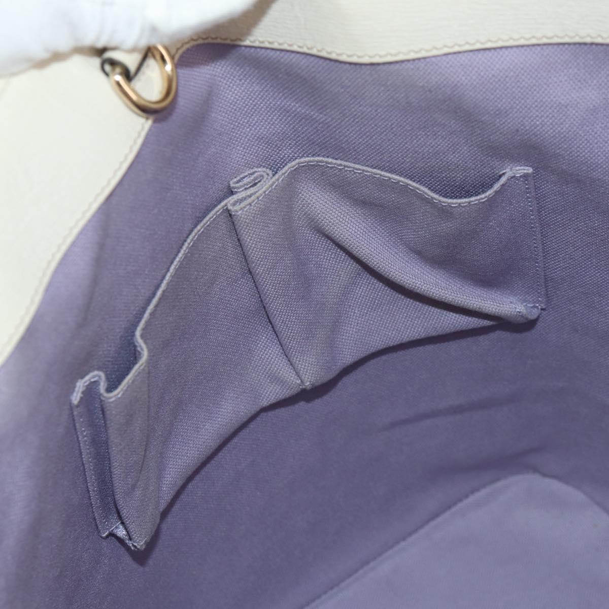 GUCCI Flora Tote Bag Leather White Gold 336777 Auth 155641V