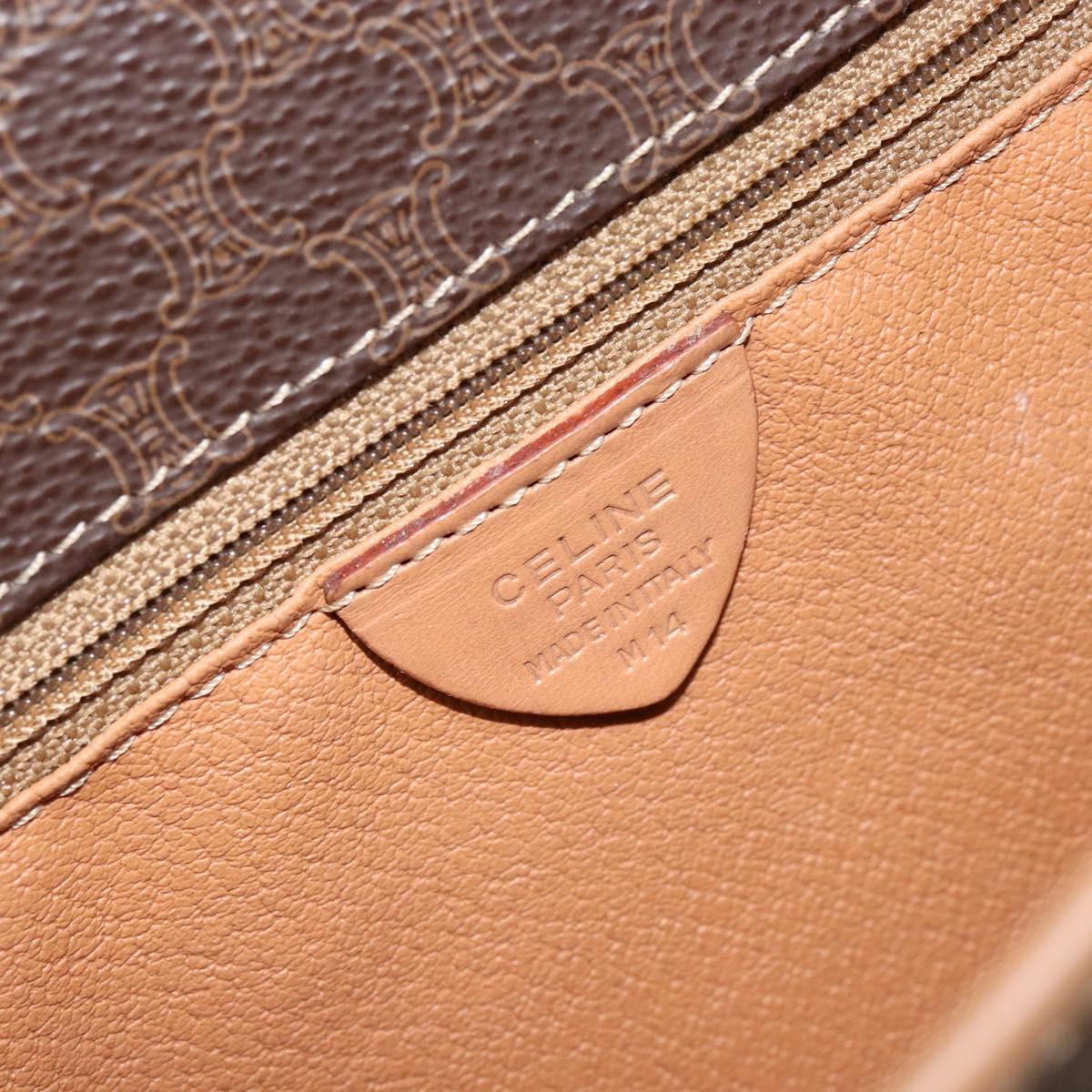 CELINE Macadam Canvas Shoulder Bag PVC Leather Brown Gold Auth 155643