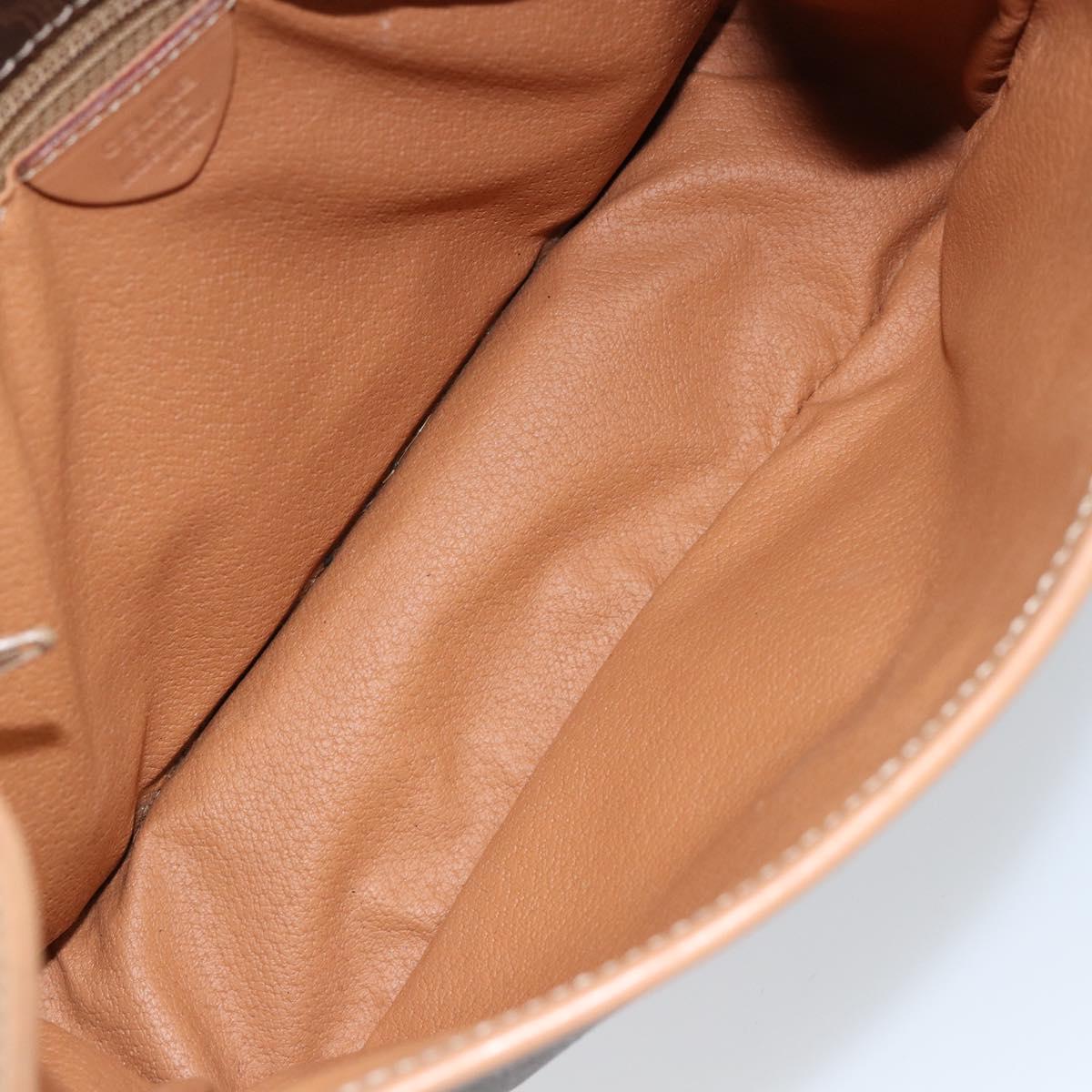 CELINE Macadam Canvas Shoulder Bag PVC Leather Brown Gold Auth 155643