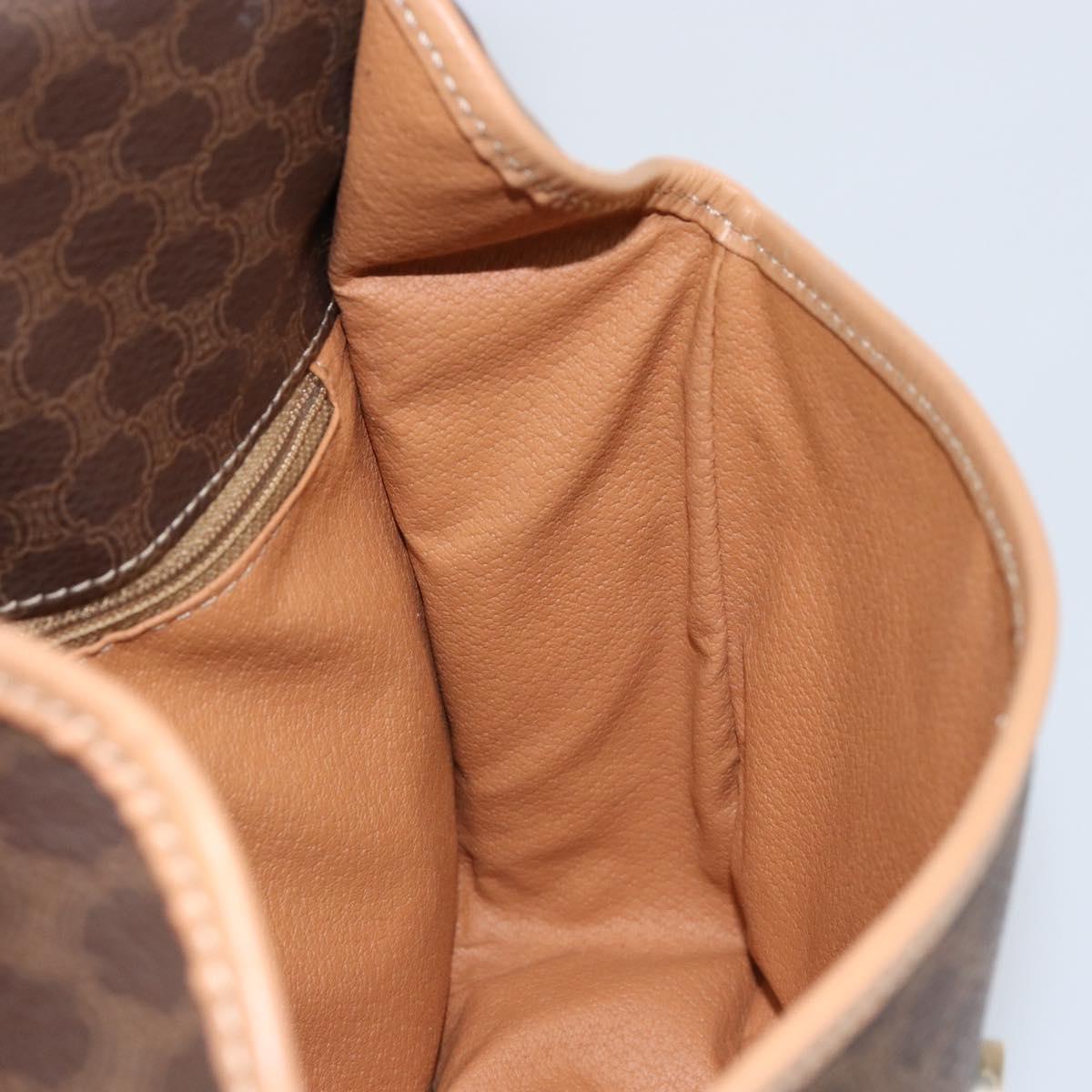 CELINE Macadam Canvas Shoulder Bag PVC Leather Brown Gold Auth 155643