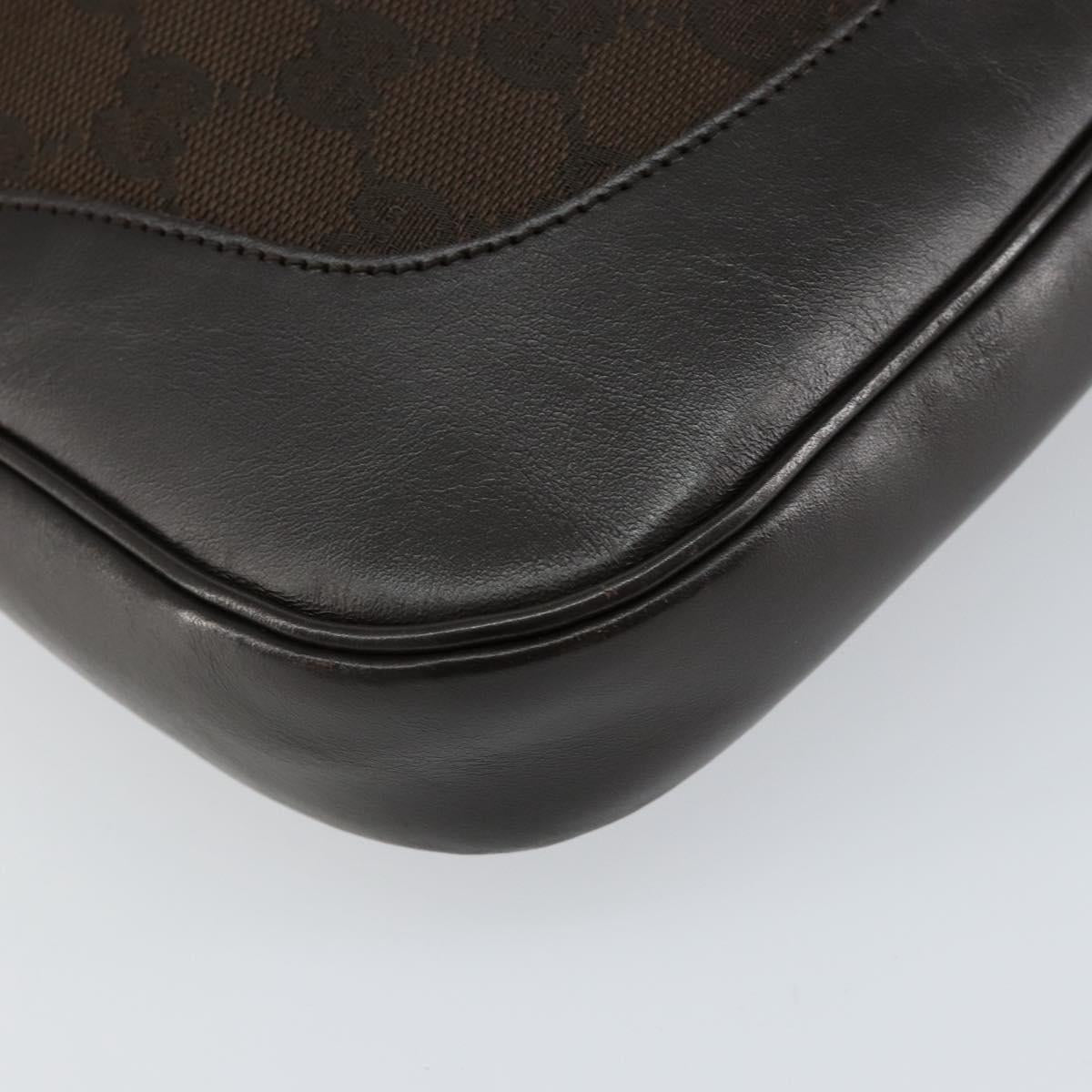 GUCCI GG Canvas Jackie Shoulder Bag Brown Silver 00963 Auth 155647