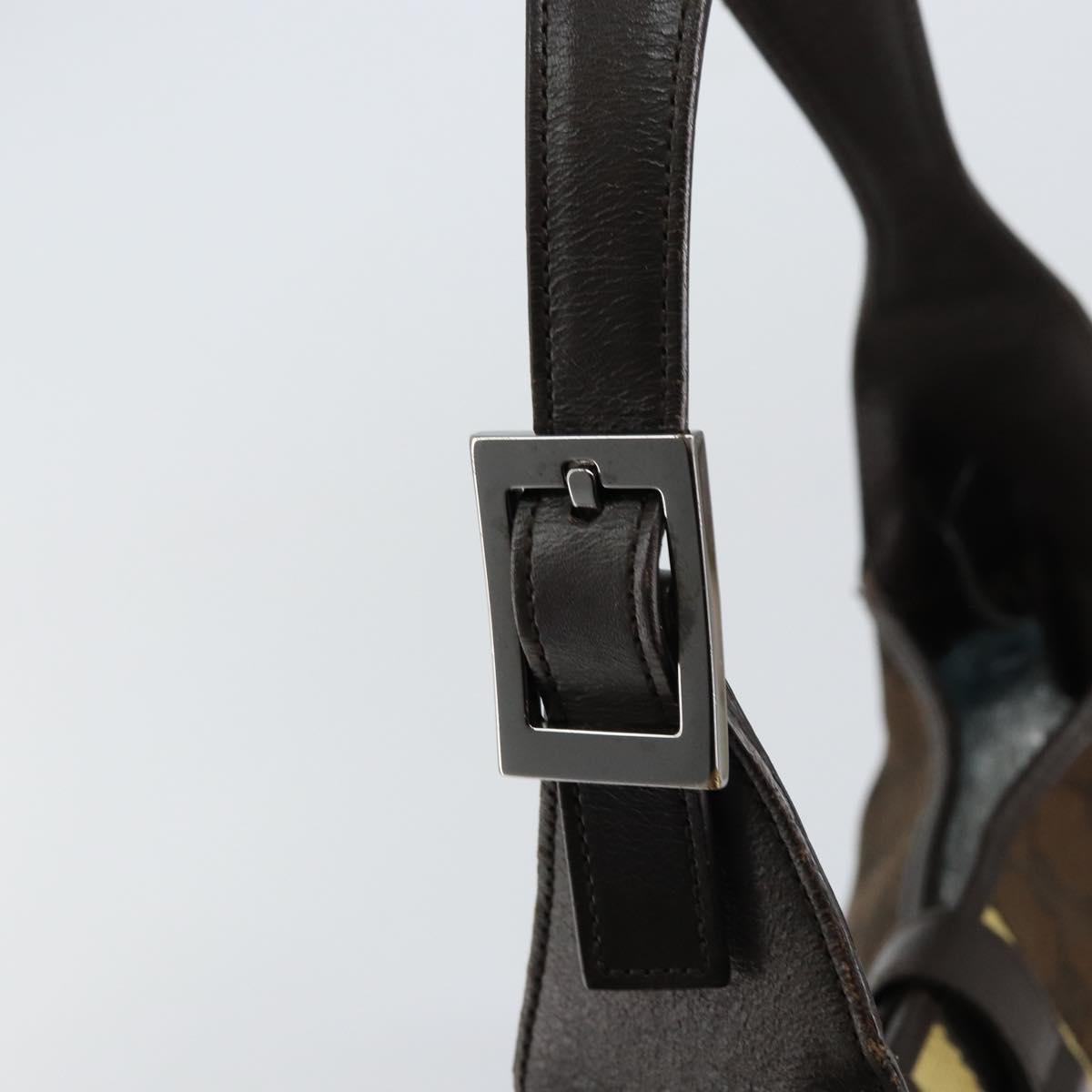 GUCCI GG Canvas Jackie Shoulder Bag Brown Silver 00963 Auth 155647