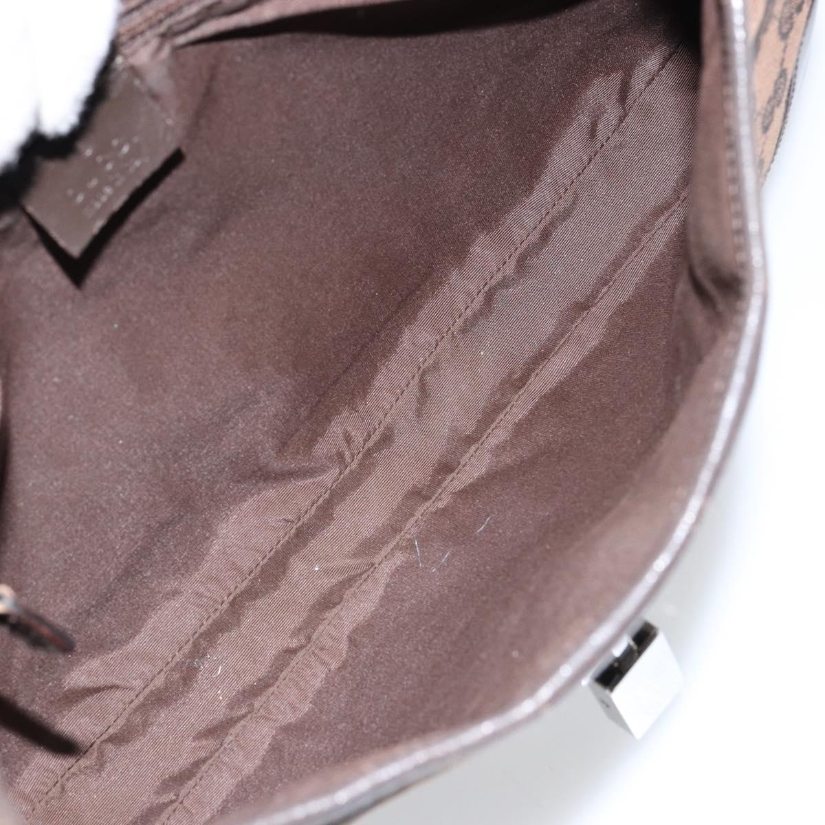 GUCCI GG Canvas Jackie Shoulder Bag Brown Silver 00963 Auth 155647