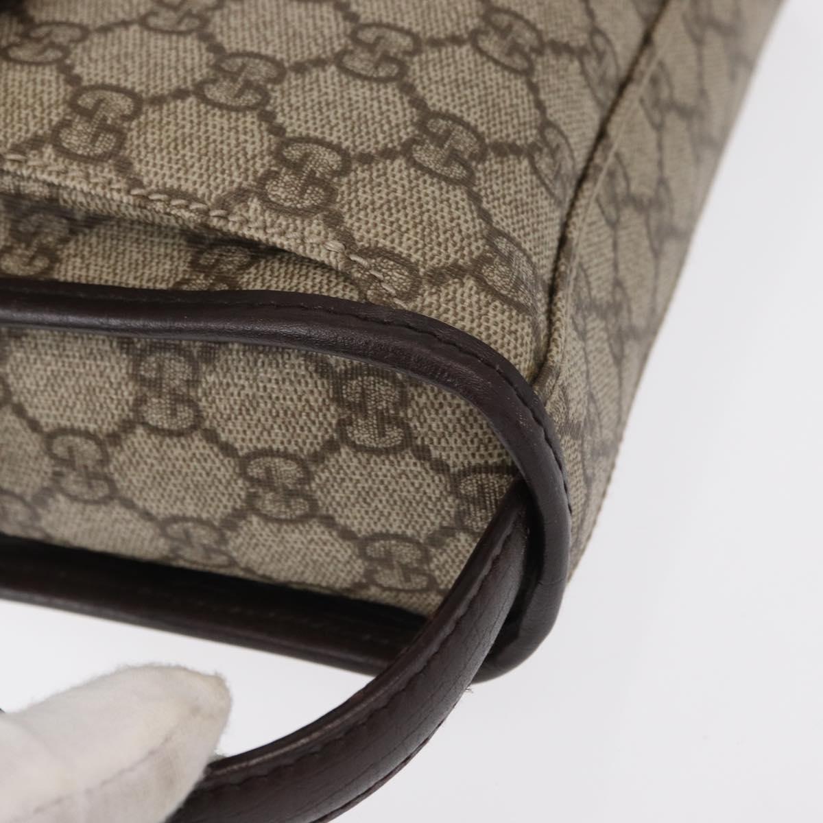 GUCCI GG Supreme Clutch Bag PVC Beige Silver 108844 Auth 155648