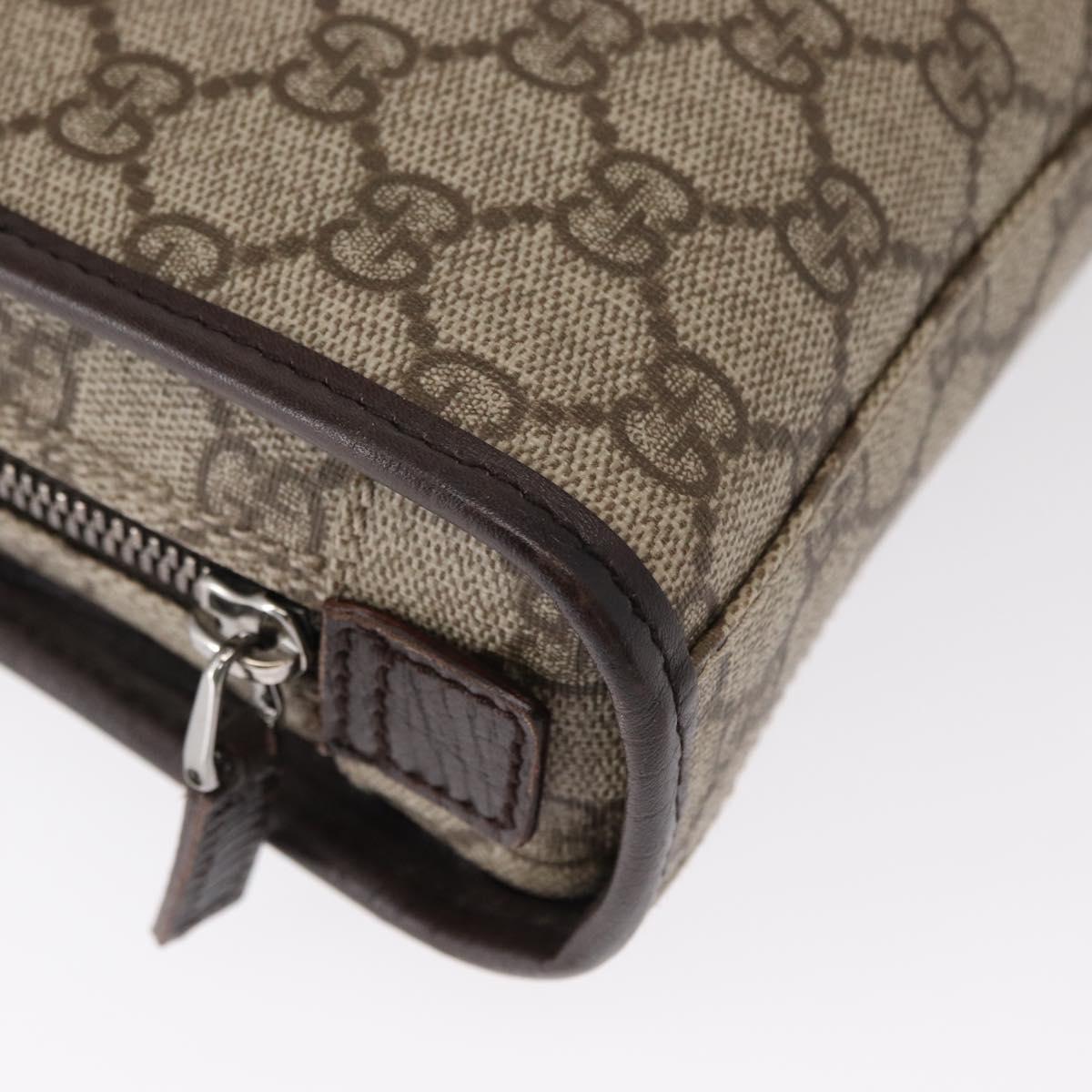 GUCCI GG Supreme Clutch Bag PVC Beige Silver 108844 Auth 155648