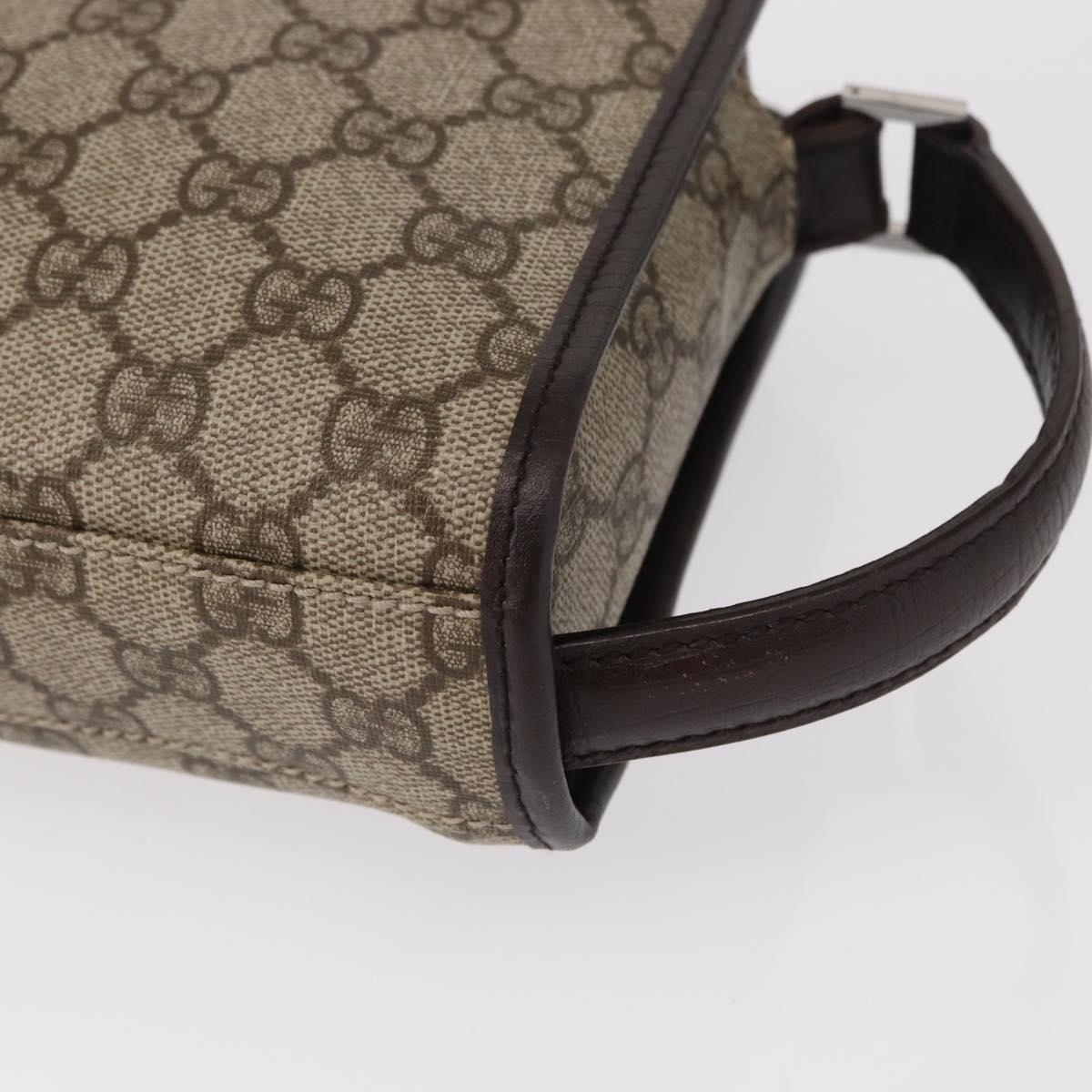 GUCCI GG Supreme Clutch Bag PVC Beige Silver 108844 Auth 155648