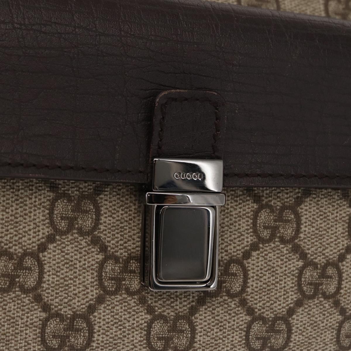 GUCCI GG Supreme Clutch Bag PVC Beige Silver 108844 Auth 155648