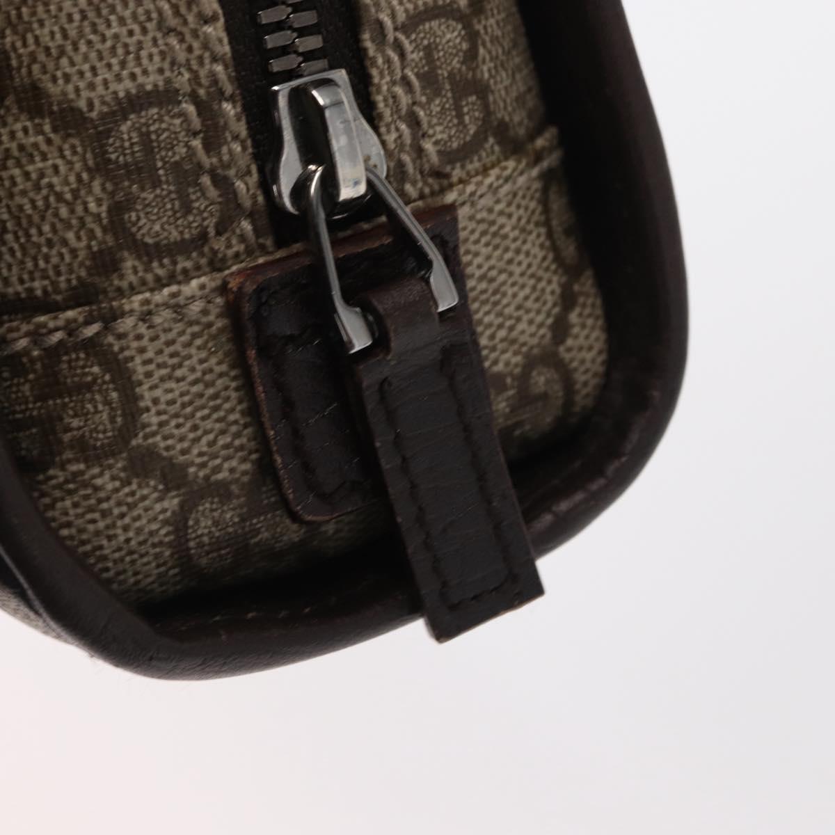 GUCCI GG Supreme Clutch Bag PVC Beige Silver 108844 Auth 155648