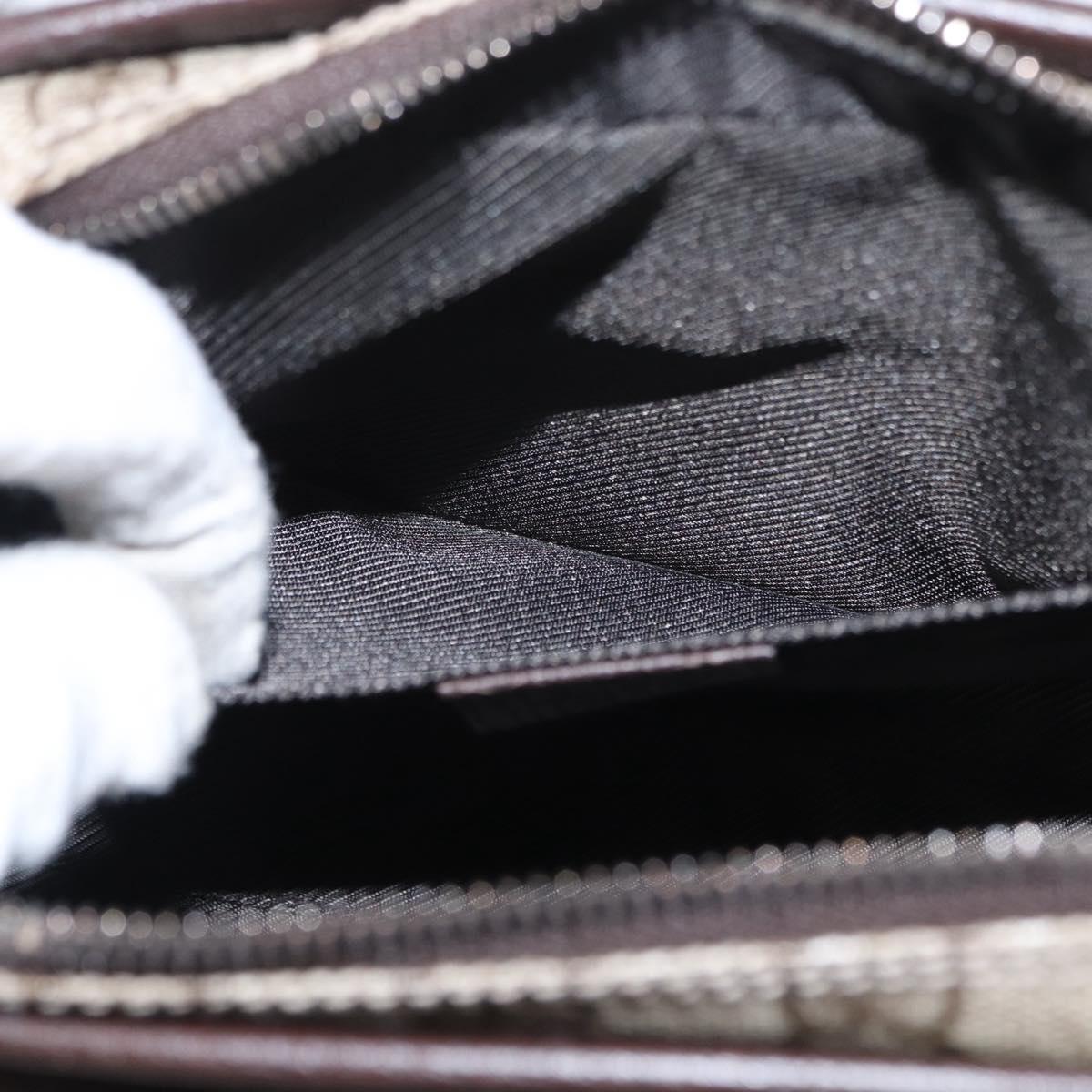 GUCCI GG Supreme Clutch Bag PVC Beige Silver 108844 Auth 155648