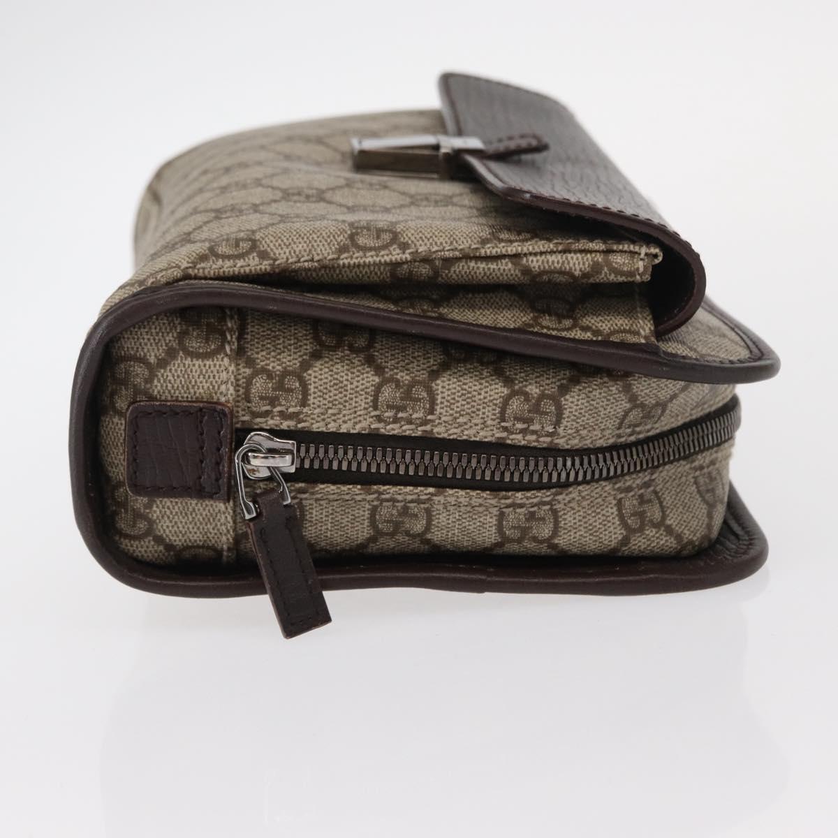 GUCCI GG Supreme Clutch Bag PVC Beige Silver 108844 Auth 155648