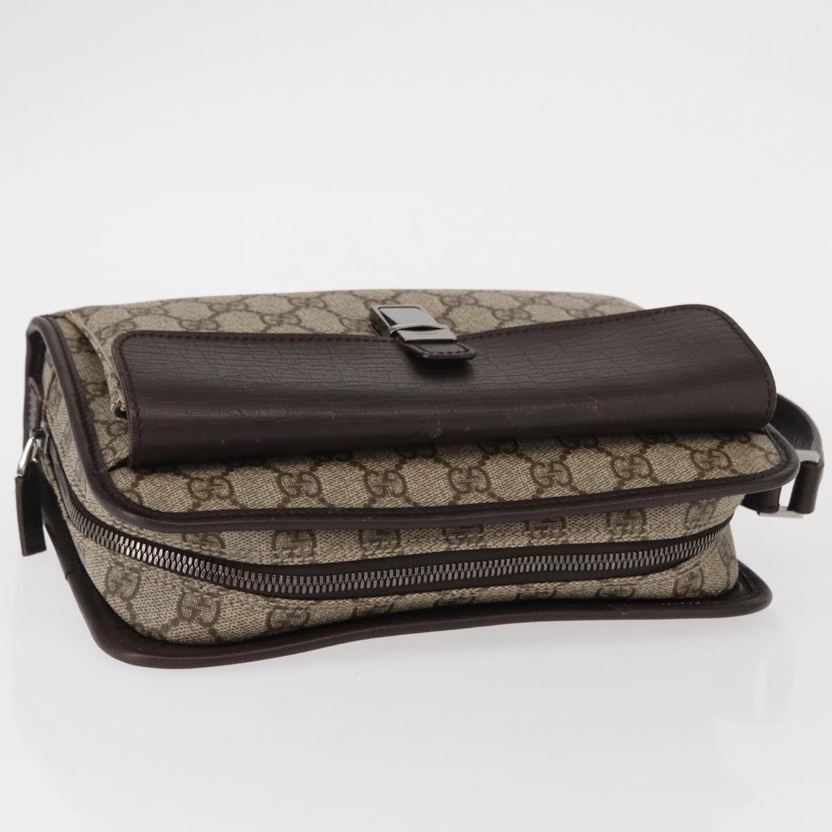 GUCCI GG Supreme Clutch Bag PVC Beige Silver 108844 Auth 155648