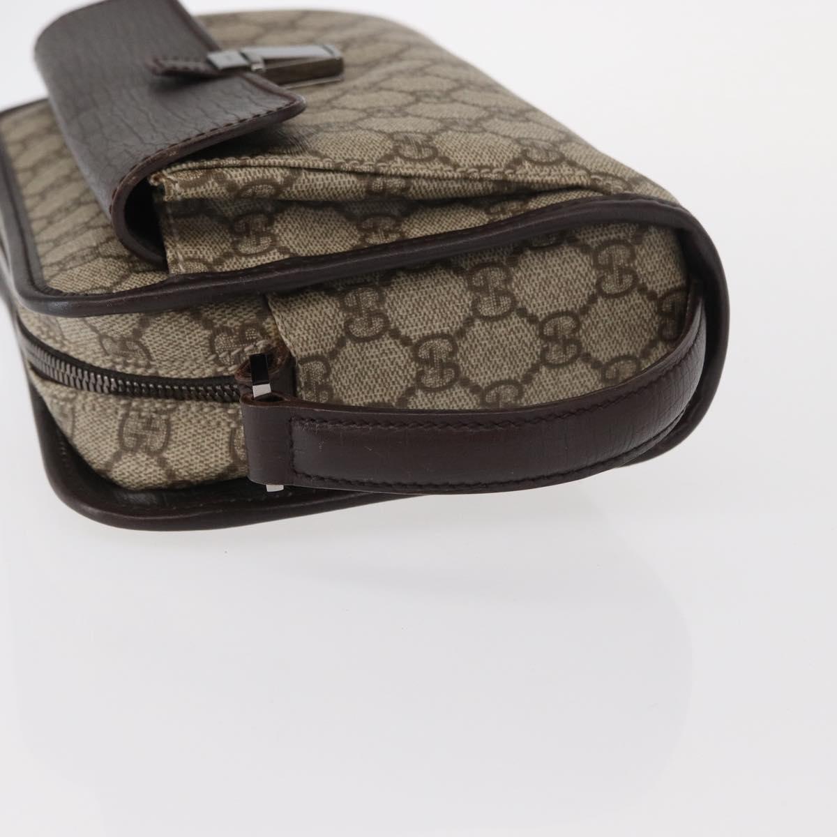 GUCCI GG Supreme Clutch Bag PVC Beige Silver 108844 Auth 155648