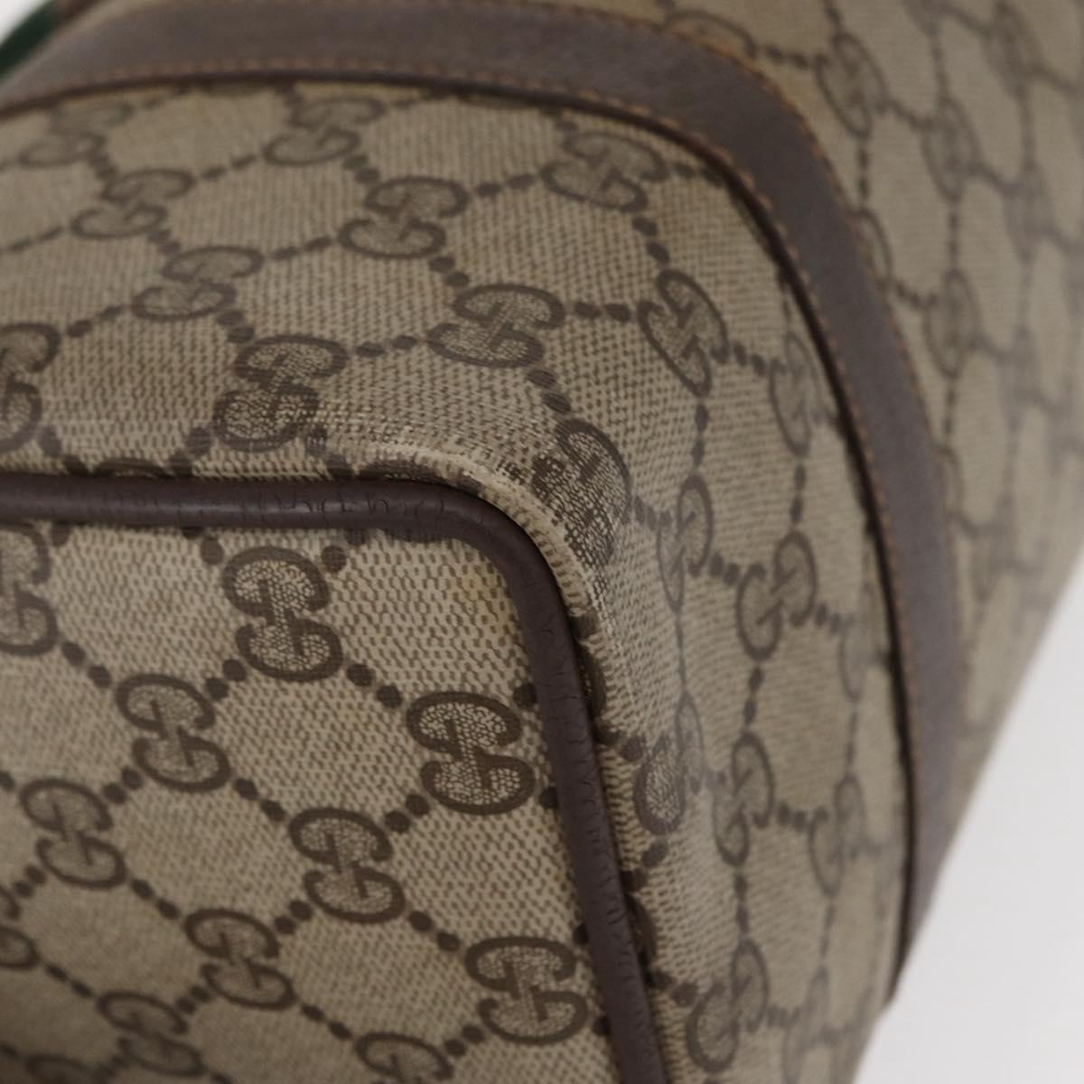 GUCCI GG Supreme Web Sherry Line Boston Bag PVC Beige Gold 40 02 006 Auth 155649