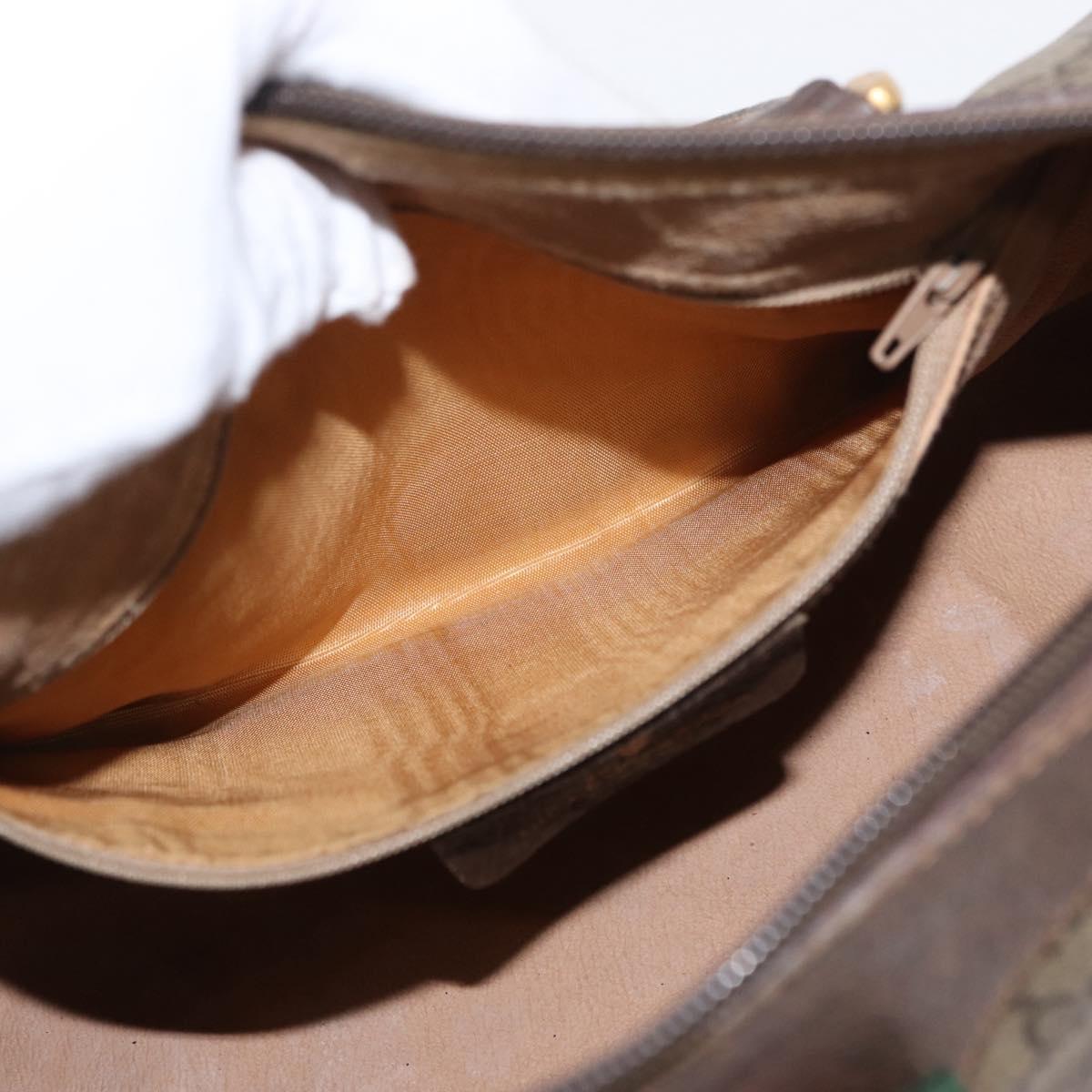 GUCCI GG Supreme Web Sherry Line Boston Bag PVC Beige Gold 40 02 006 Auth 155649