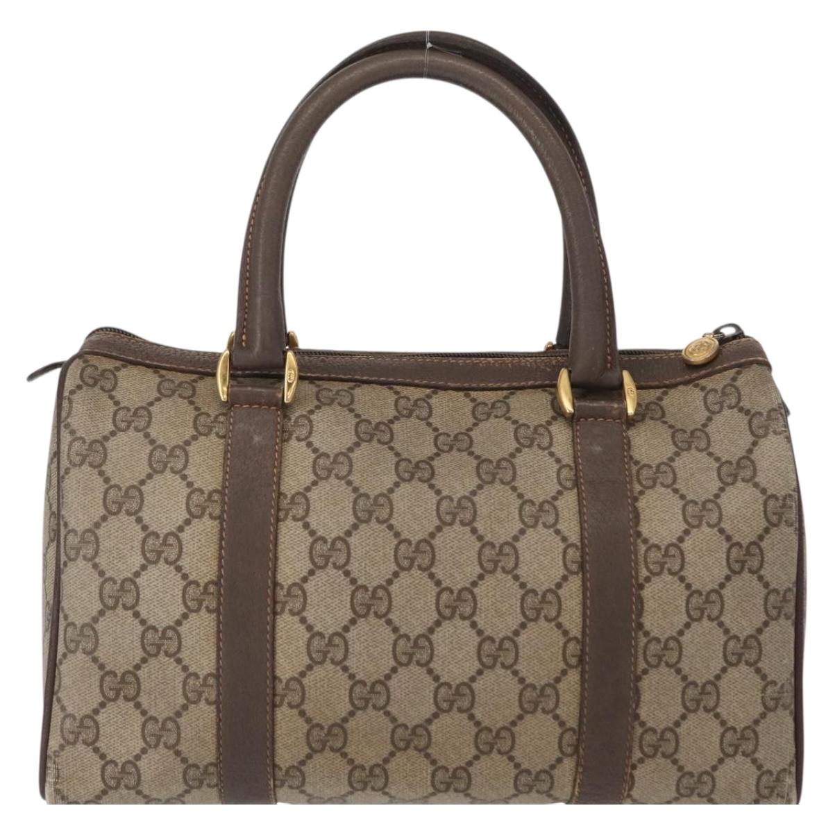 GUCCI GG Supreme Web Sherry Line Boston Bag PVC Beige Gold 40 02 006 Auth 155649