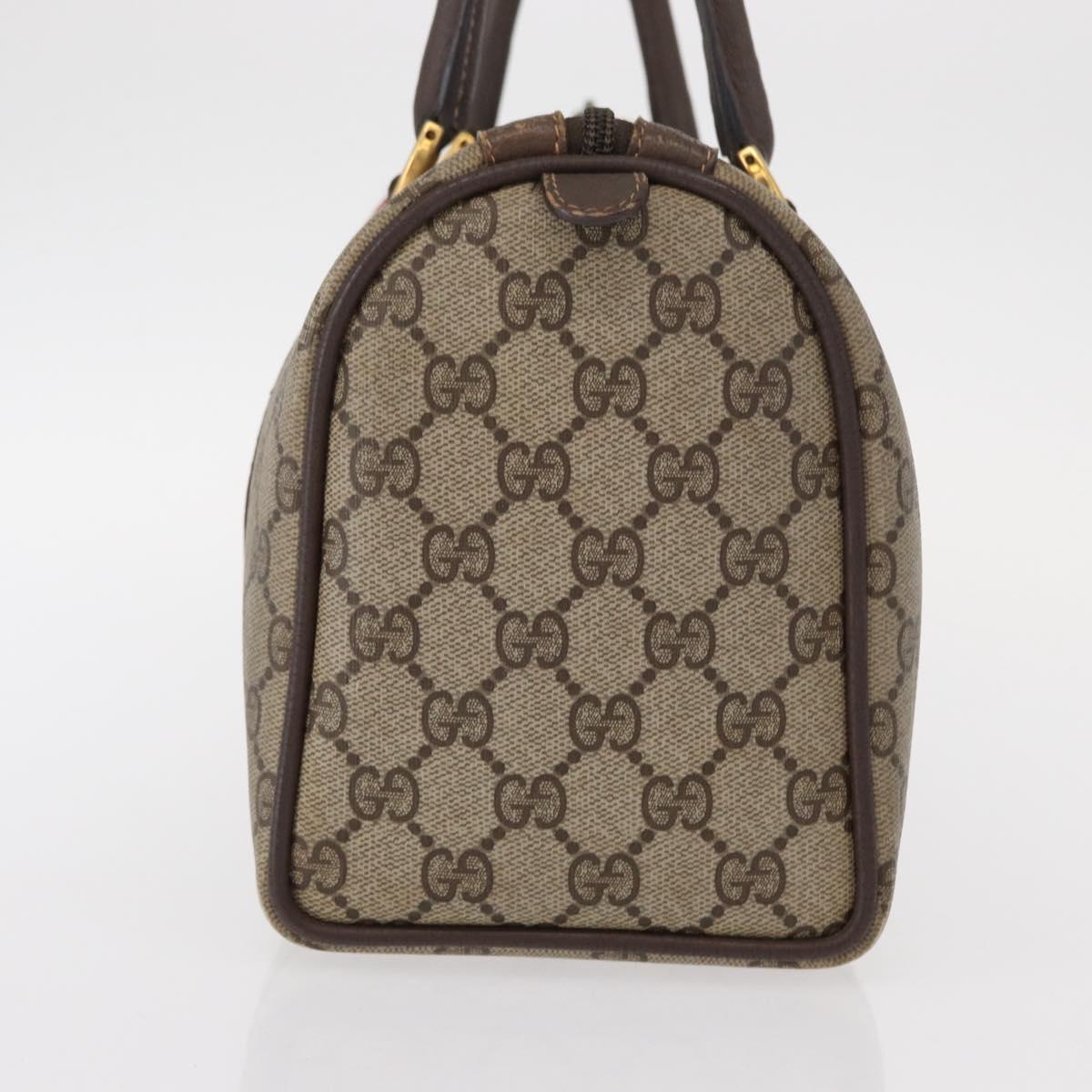 GUCCI GG Supreme Web Sherry Line Boston Bag PVC Beige Gold 40 02 006 Auth 155649