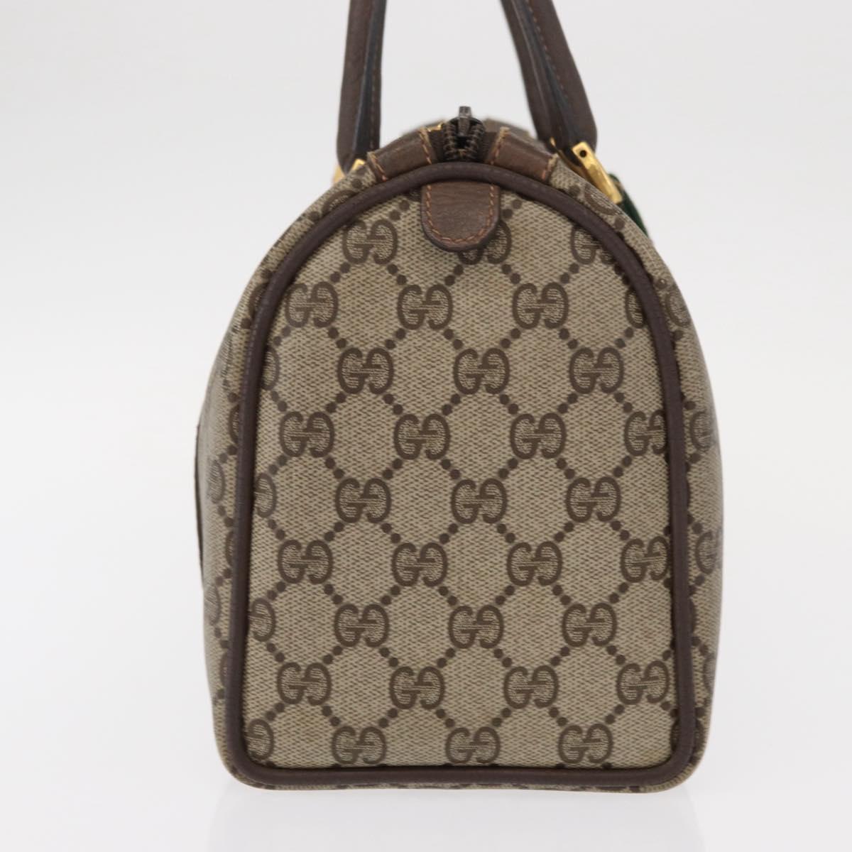 GUCCI GG Supreme Web Sherry Line Boston Bag PVC Beige Gold 40 02 006 Auth 155649